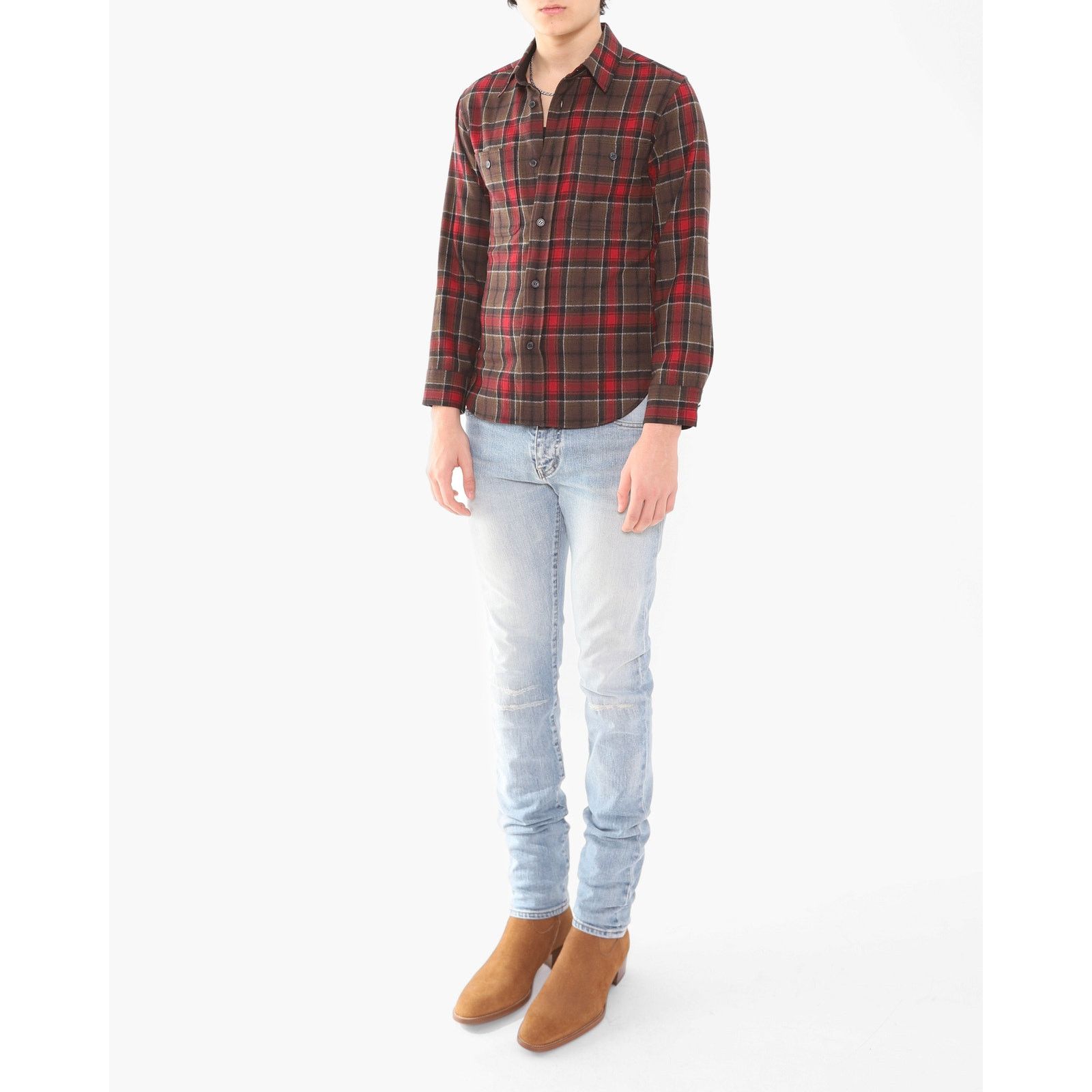 Saint Laurent Paris FW16 Patched Knee Skinny Jeans in Light Washed Denim Size US 31 - 7 Thumbnail