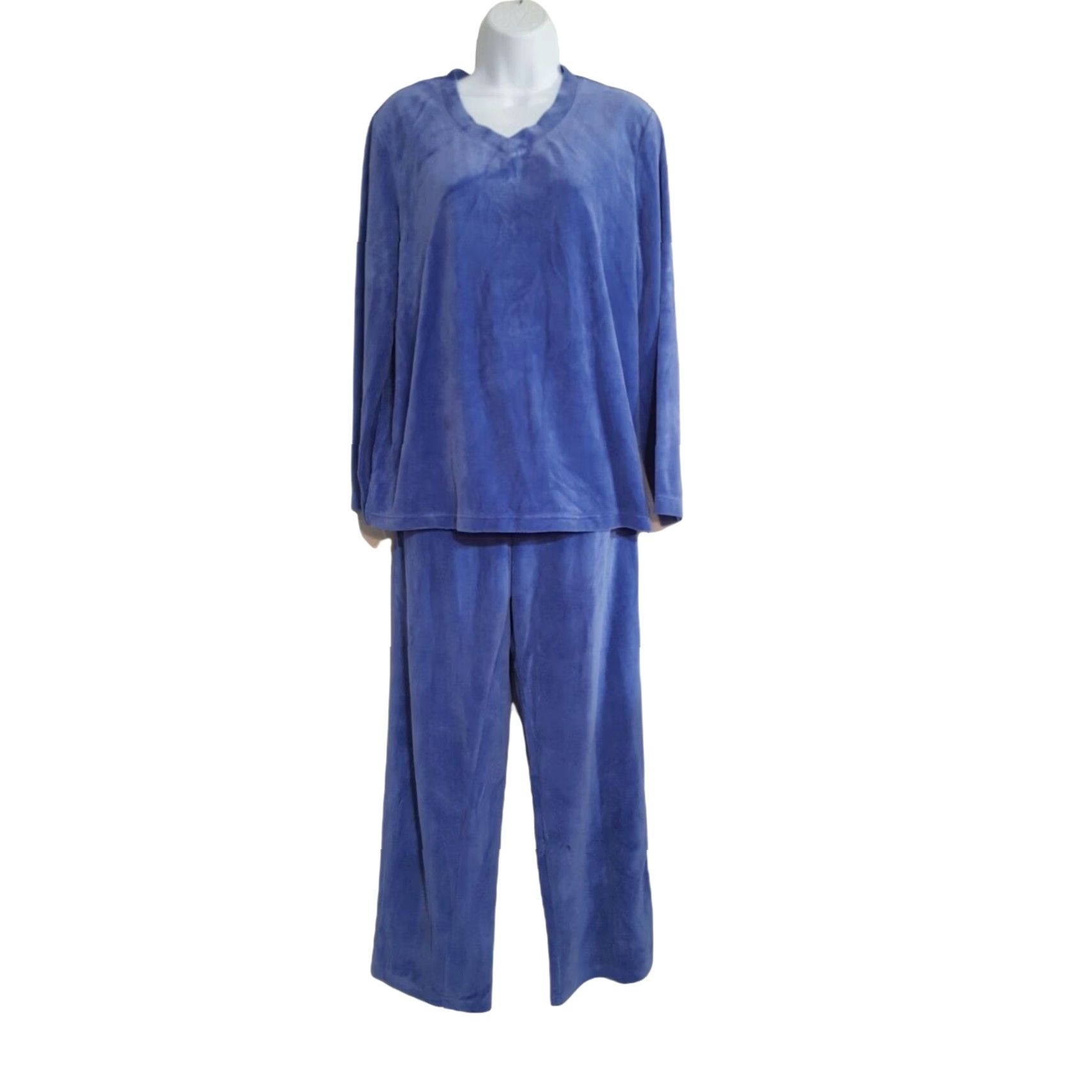 VINTAGE Karen Neuburger Womens Lounge Set Pajama Velour Blue M