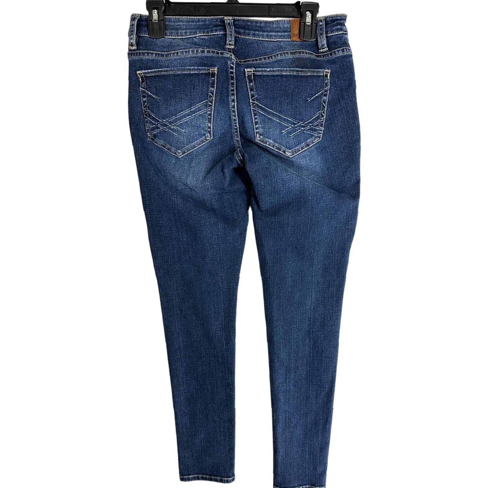 BKE BKE Jeans Skinny Womens Size 27 Dark Blue Denim Cotton Blend Stains 5-Pocket Regular Inseam 30 Size 27" / US 4 / IT 40 - 2 Thumbnail