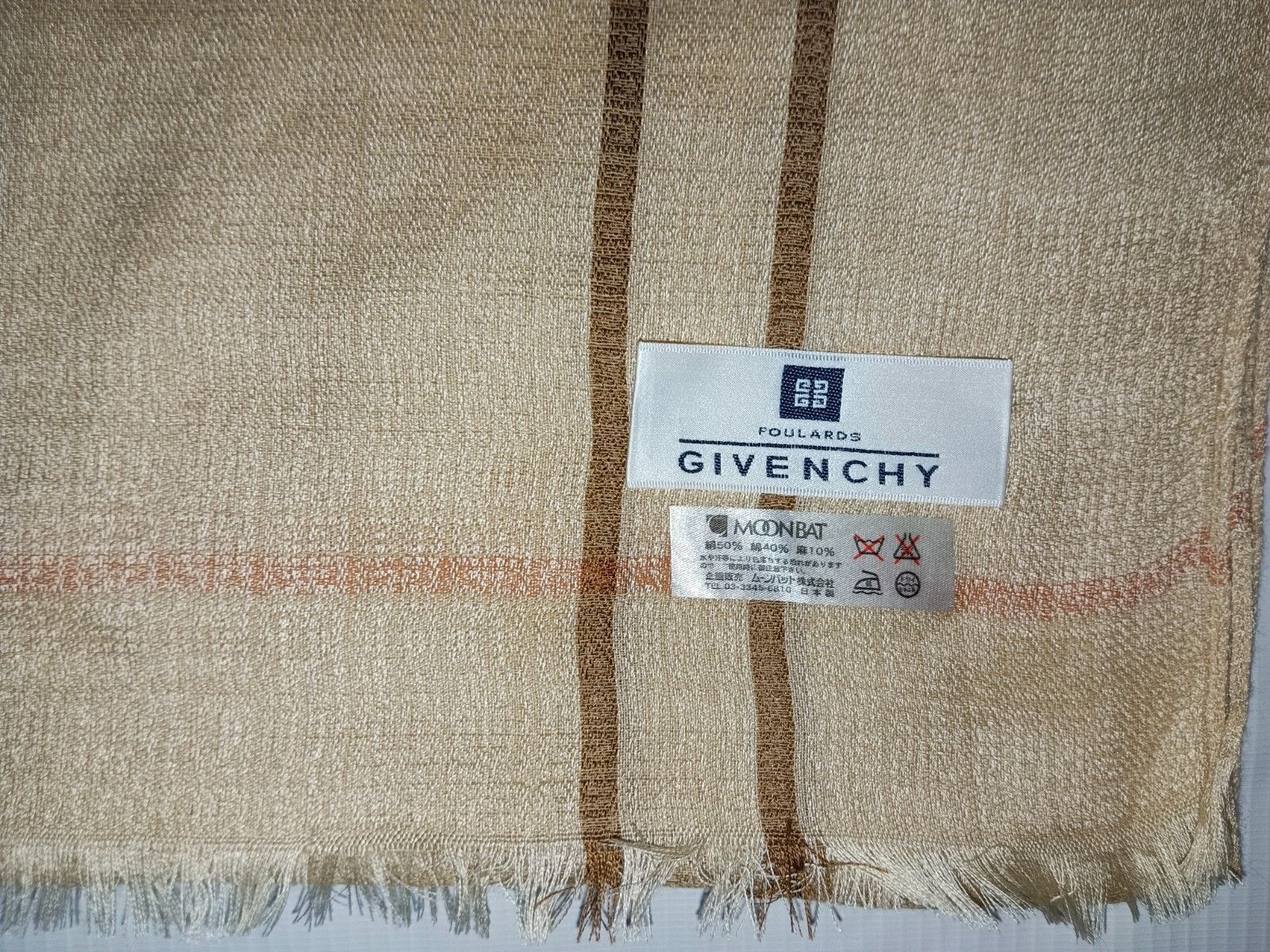 Givenchy GIVENCHY PARIS FRANCE GG Monogram Beige Silk Blend Scarf Size ONE SIZE - 3 Thumbnail