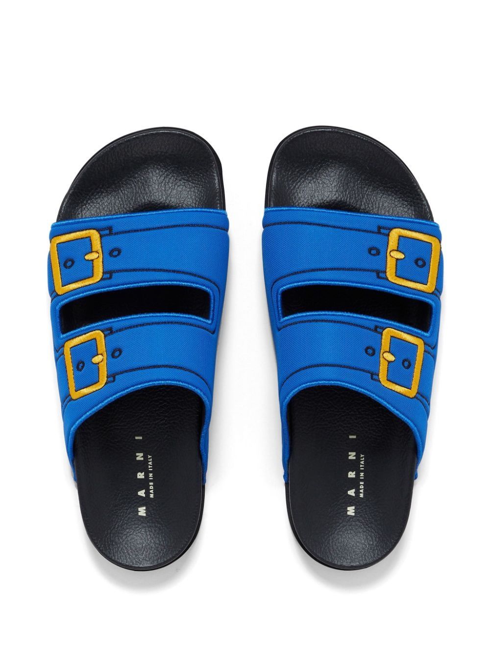 oc11z0525 Embroidered Slip On Slides in Blue