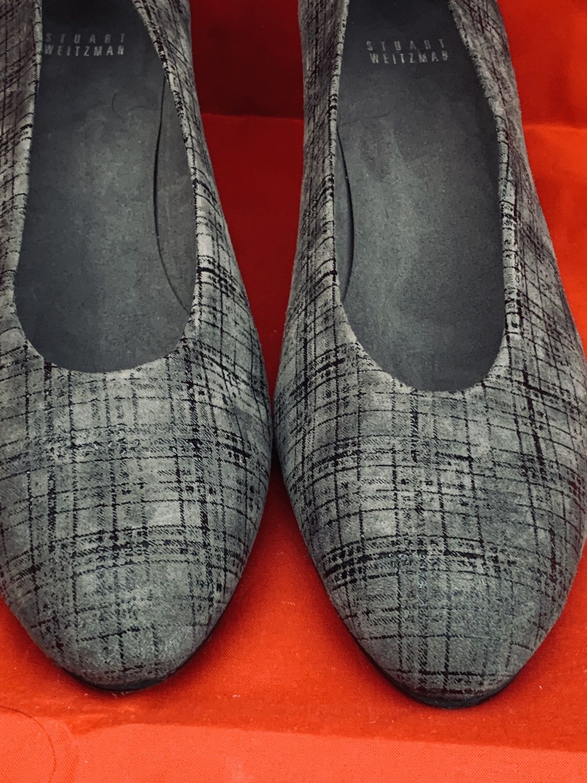 Stuart Weitzman NEW Stuart Weitzman Grey/Black Plaid Suede Block Pump Heels Size US 11 / IT 41 - 5 Thumbnail