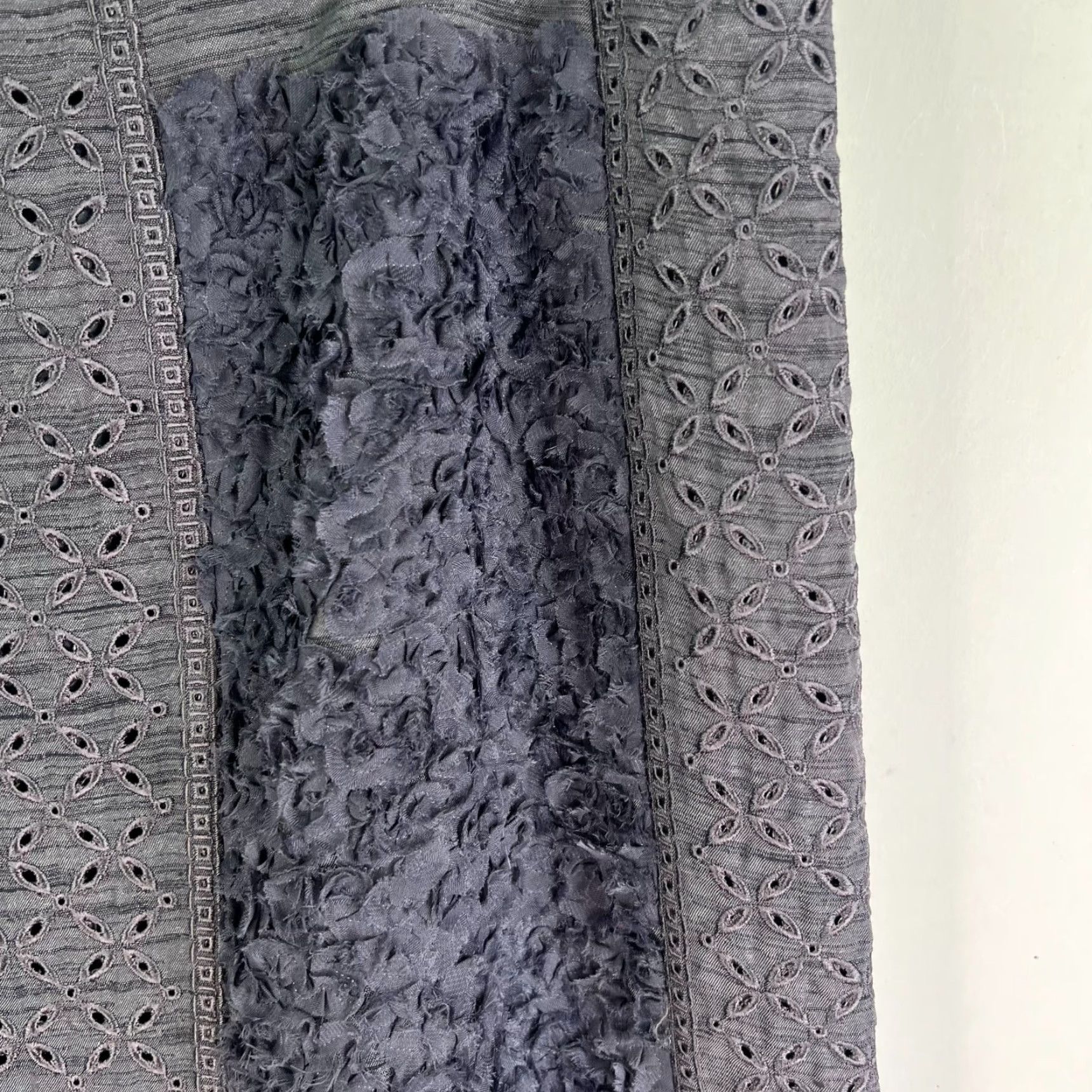 Vintage J Song Skirt Womens 16 Gray/Purple Boho Peasant Patchwork A Line Maxi Flared Size 38" / US 16 / IT 52 - 2 Thumbnail