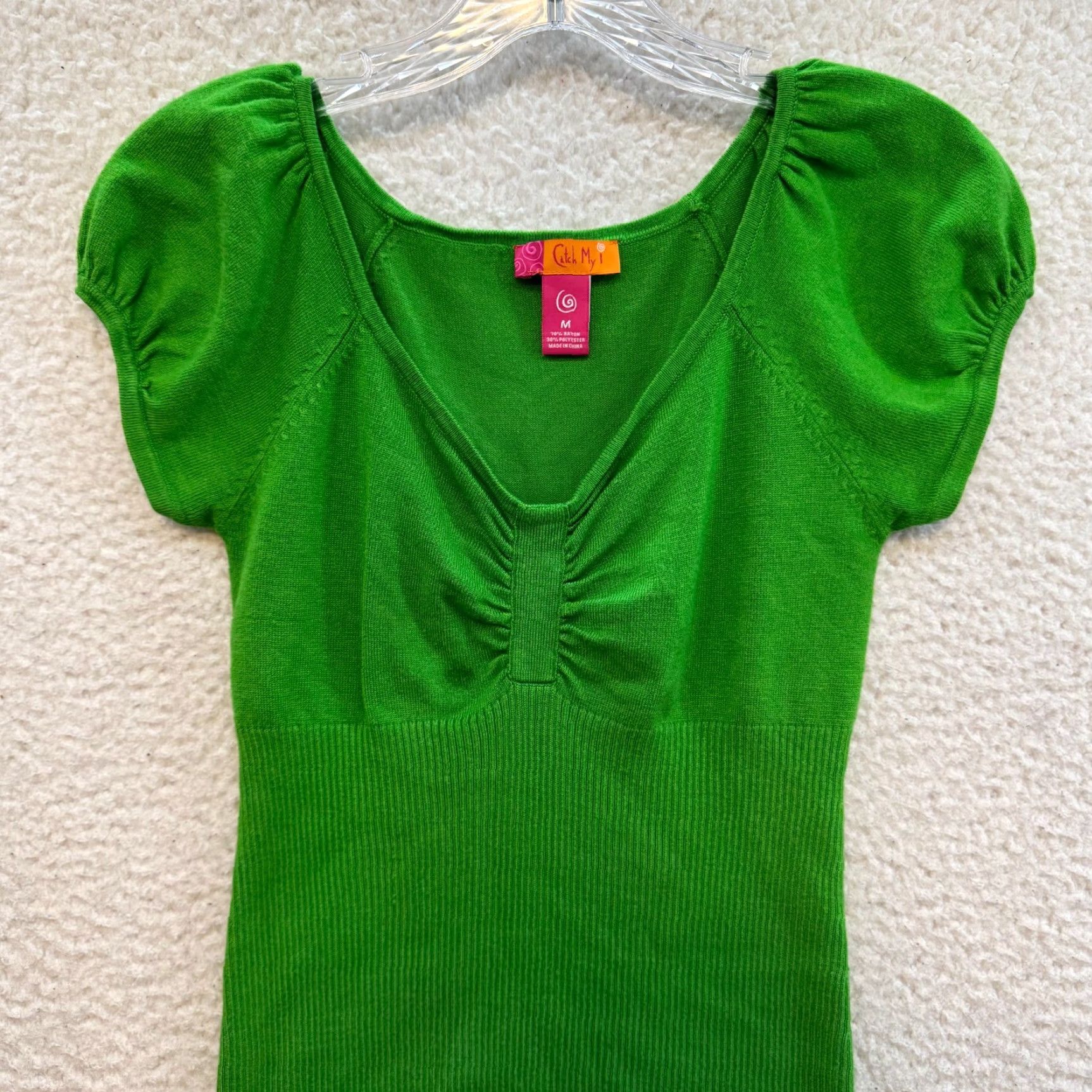 Vintage VINTAGE Y2K Catch My I Shirt M Green Cap Sleeve Milkmaid Prairie Coquette Fairy Mens Size M / US 6-8 / IT 42-44 - 3 Thumbnail