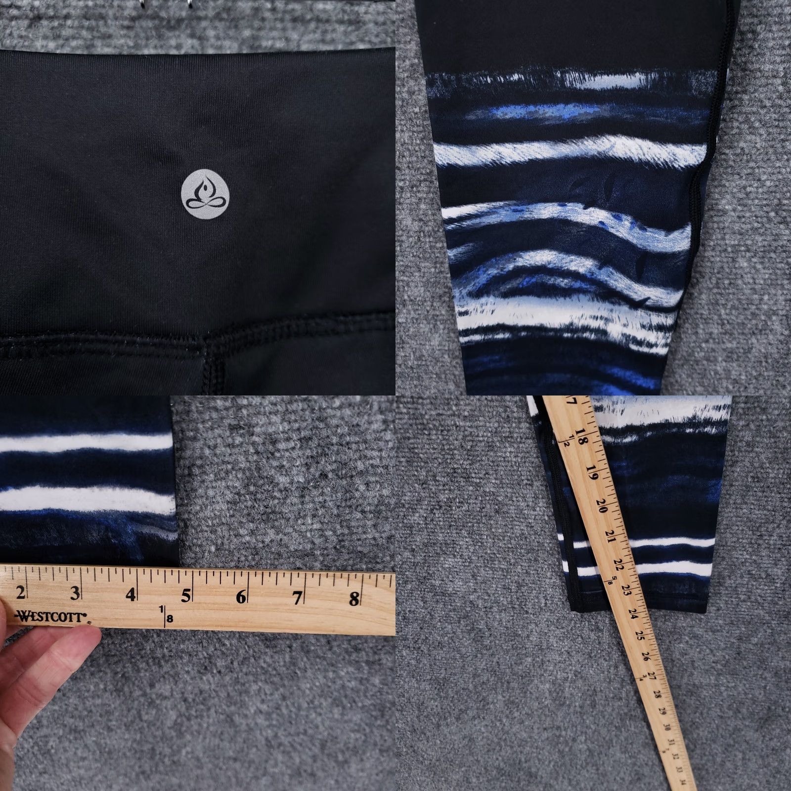 Vintage Apana Leggings Womens M Medium Black Ankle Striped Ombre Yoga Workout Mid-Rise Skinny Size 32" / US 10 / IT 46 - 8 Thumbnail