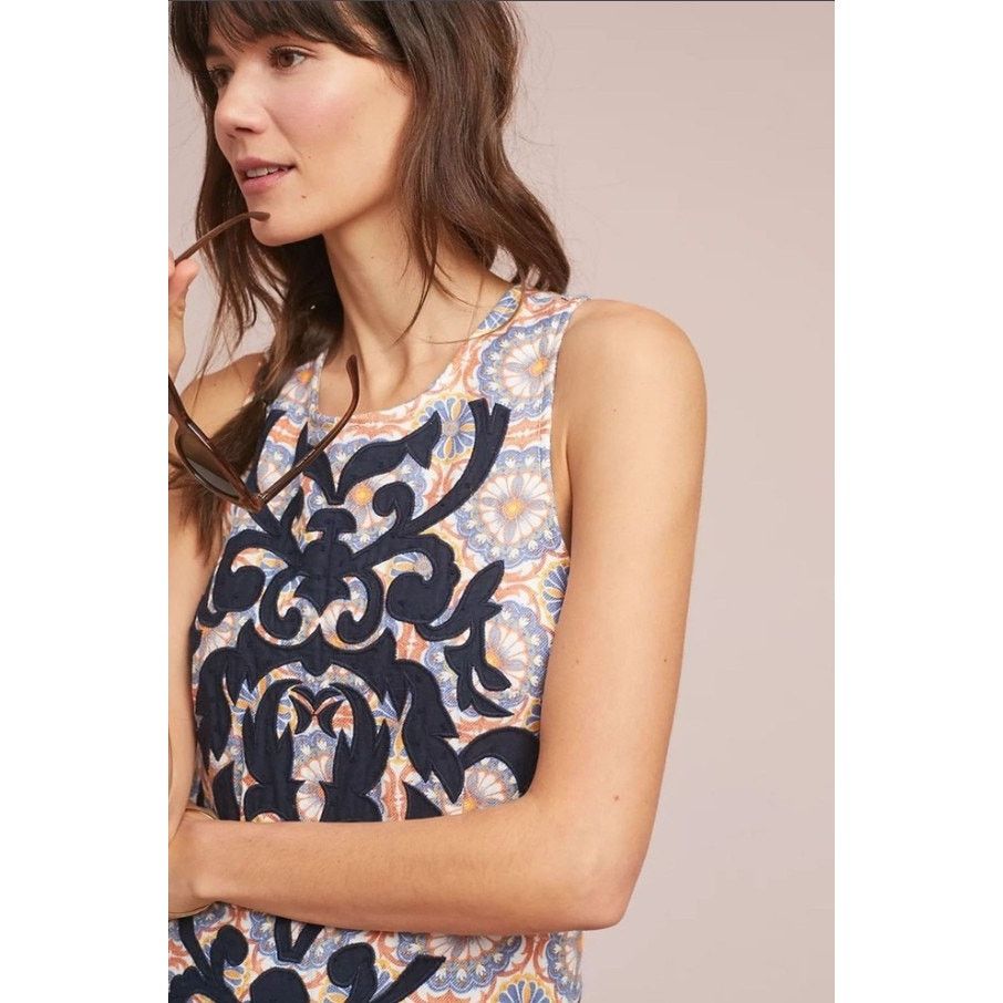 Anthropologie Vanessa Virginia Linen Blend Embroidered Owen Shift Dress 0 Size XS / US 0-2 / IT 36-38 - 3 Thumbnail