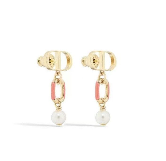 Dior Dior Dioriviera Petit CD Earrings Gold/Coral Size ONE SIZE - 1 Thumbnail
