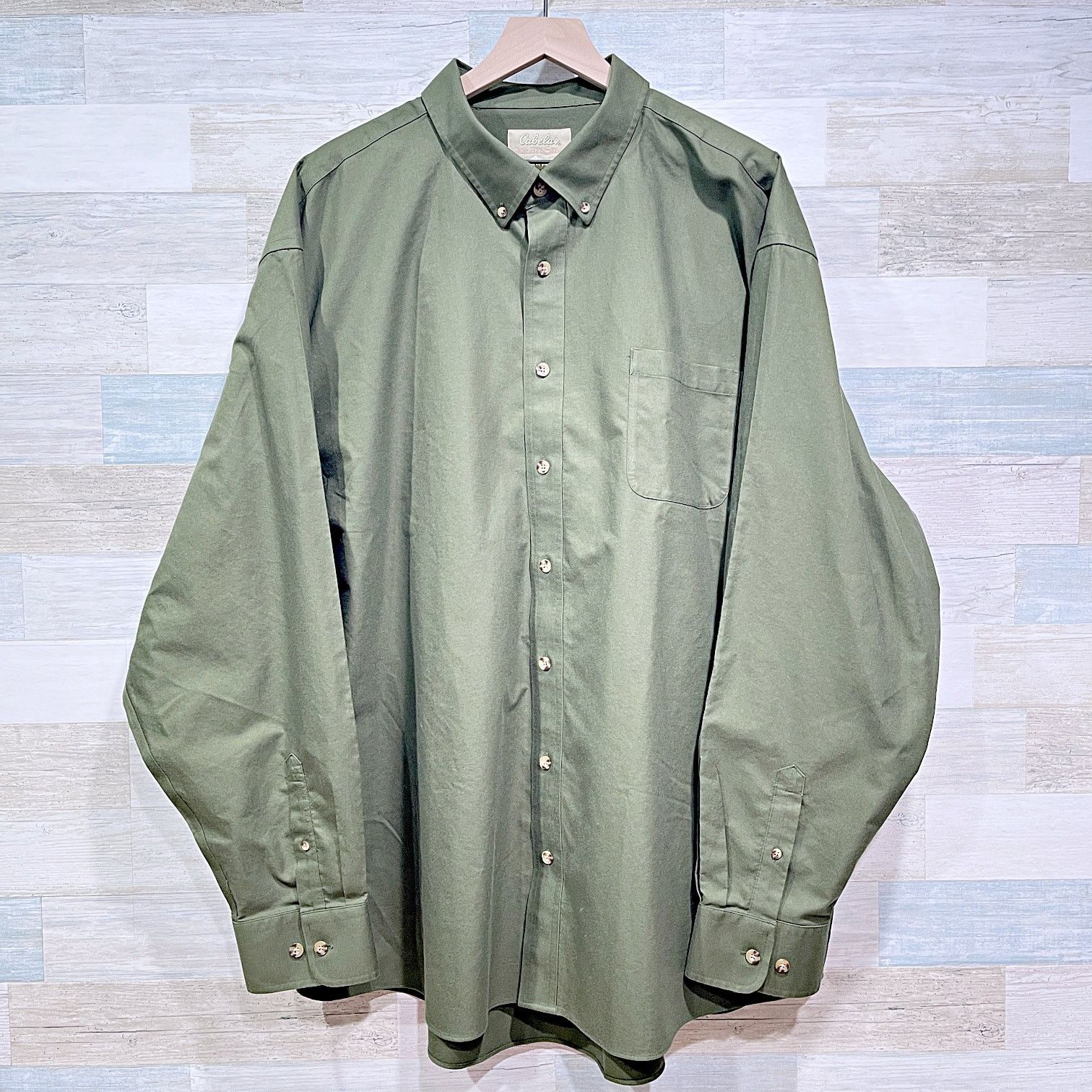 Cabelas Cabelas Long Sleeve Oxford Work Shirt Green Mens 3XLT Size US XXL / EU 58 / 5 - 1 Thumbnail