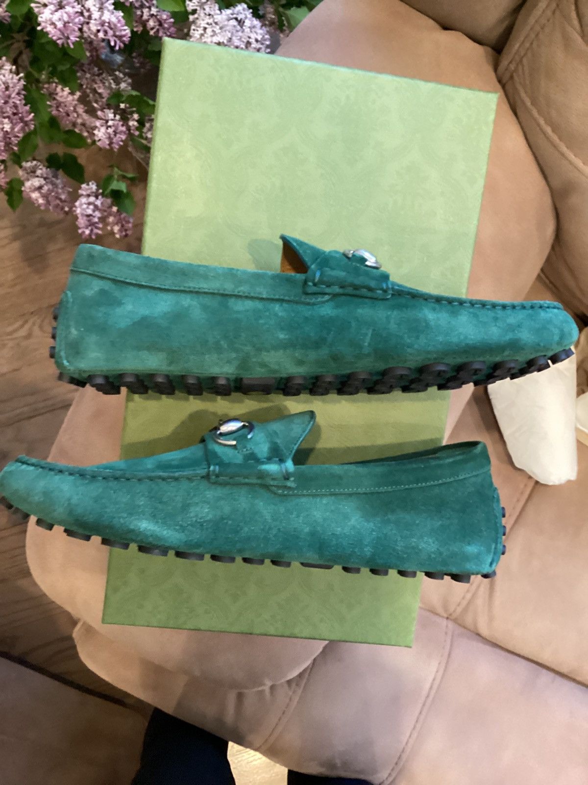 Gucci Gucci green suede loafers with horsebit Size US 9 / EU 42 - 4 Thumbnail