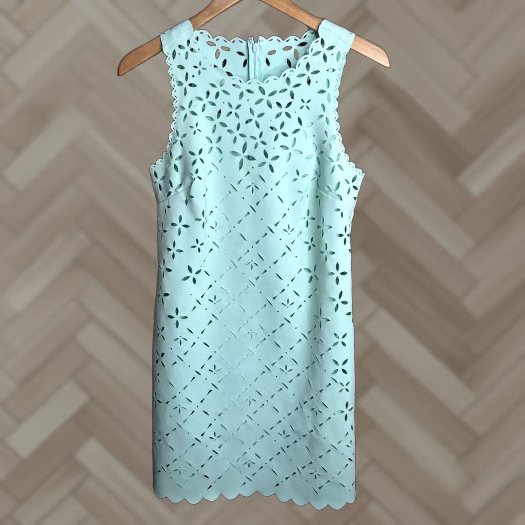 J.Crew J. Crew Dress Sleeveless Eyelet Laser Cut Green Size 4 Womens Short Dress 20s Vintage No Polyester Party/Cocktail Wedding Casual Size S / US 4 / IT 40 - 1 Thumbnail