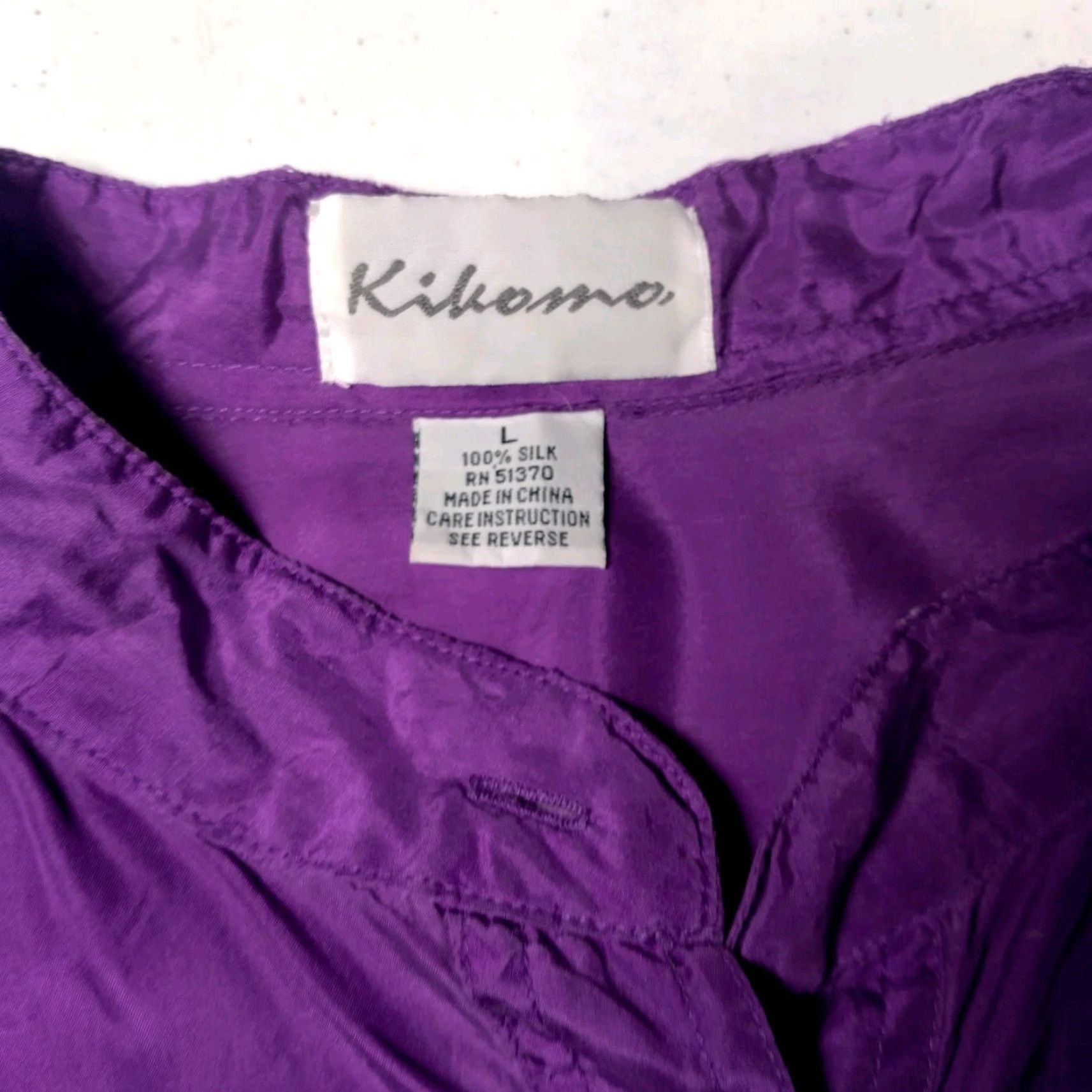 Etro VINTAGE Kikomomo Silk Blouse Long Sleeve Button Up Purple L Women 1990s Retro 90s Casual Pattern Solid Size L / US 10 / IT 46 - 6 Thumbnail