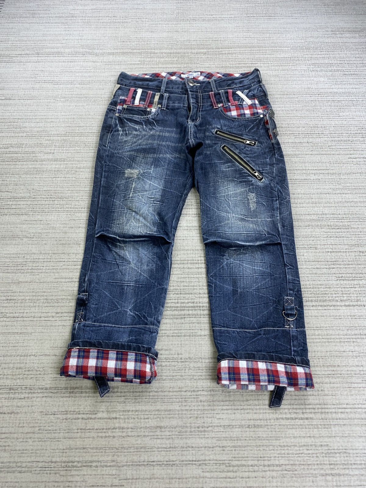 If Six Was Nine Vintage Roddle Japanese Brand Punk Double Waist Denim Pants Size US 31 - 1 Thumbnail