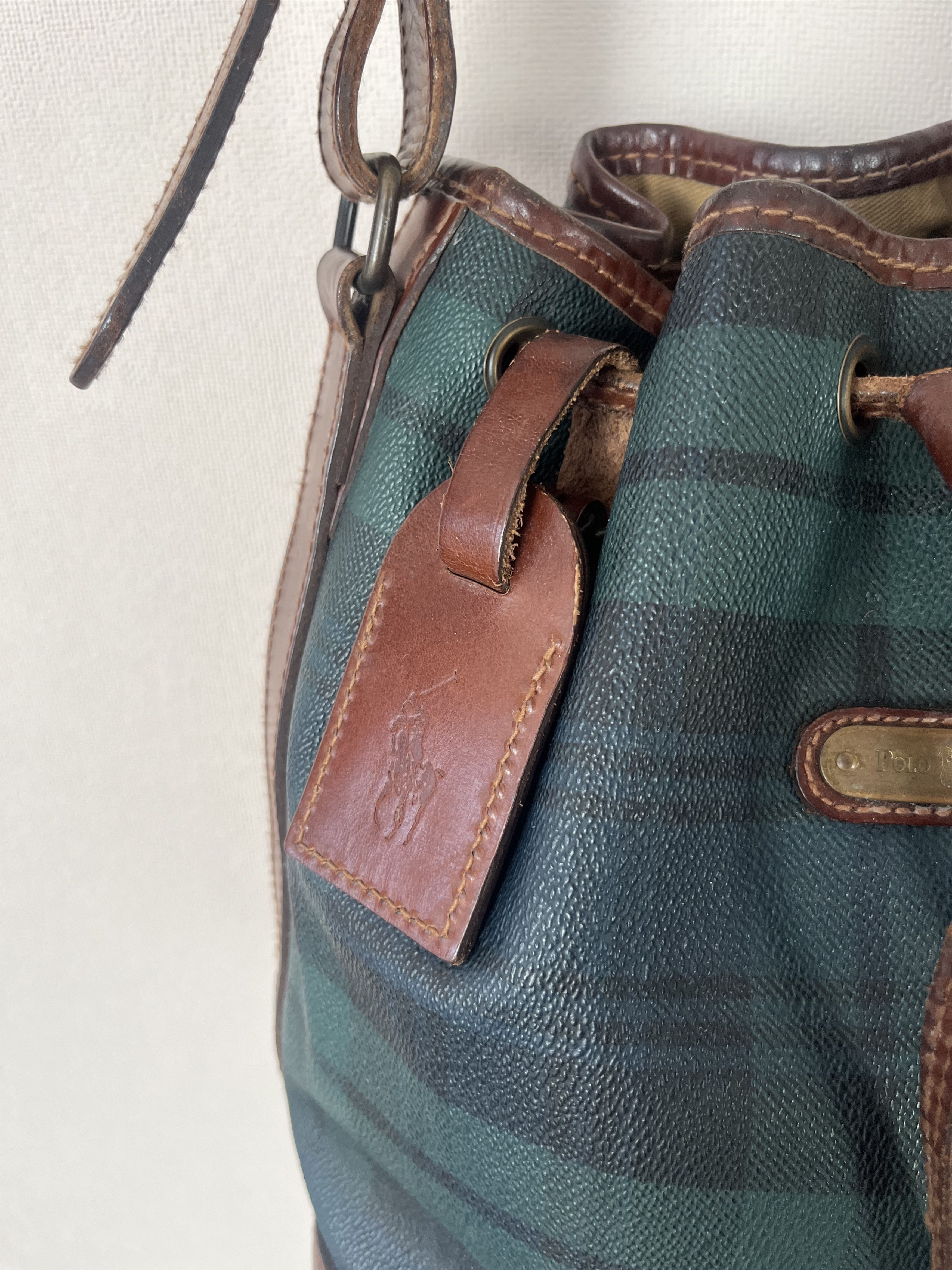 Polo Ralph Lauren VNTG Polo Ralph Lauren Blackwatch Plaid Leather Bucket Bag Size ONE SIZE - 3 Thumbnail