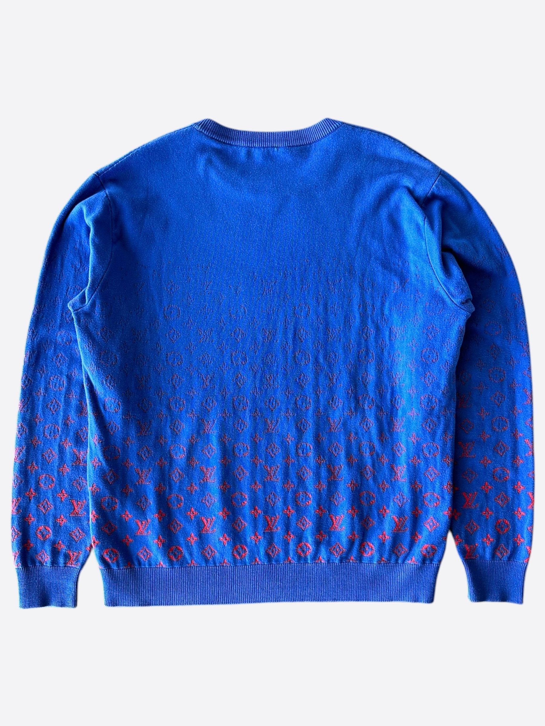 Louis Vuitton Louis Vuitton Blue & Red Monogram Gradient Sweater Size US XXL / EU 58 / 5 - 2 Thumbnail