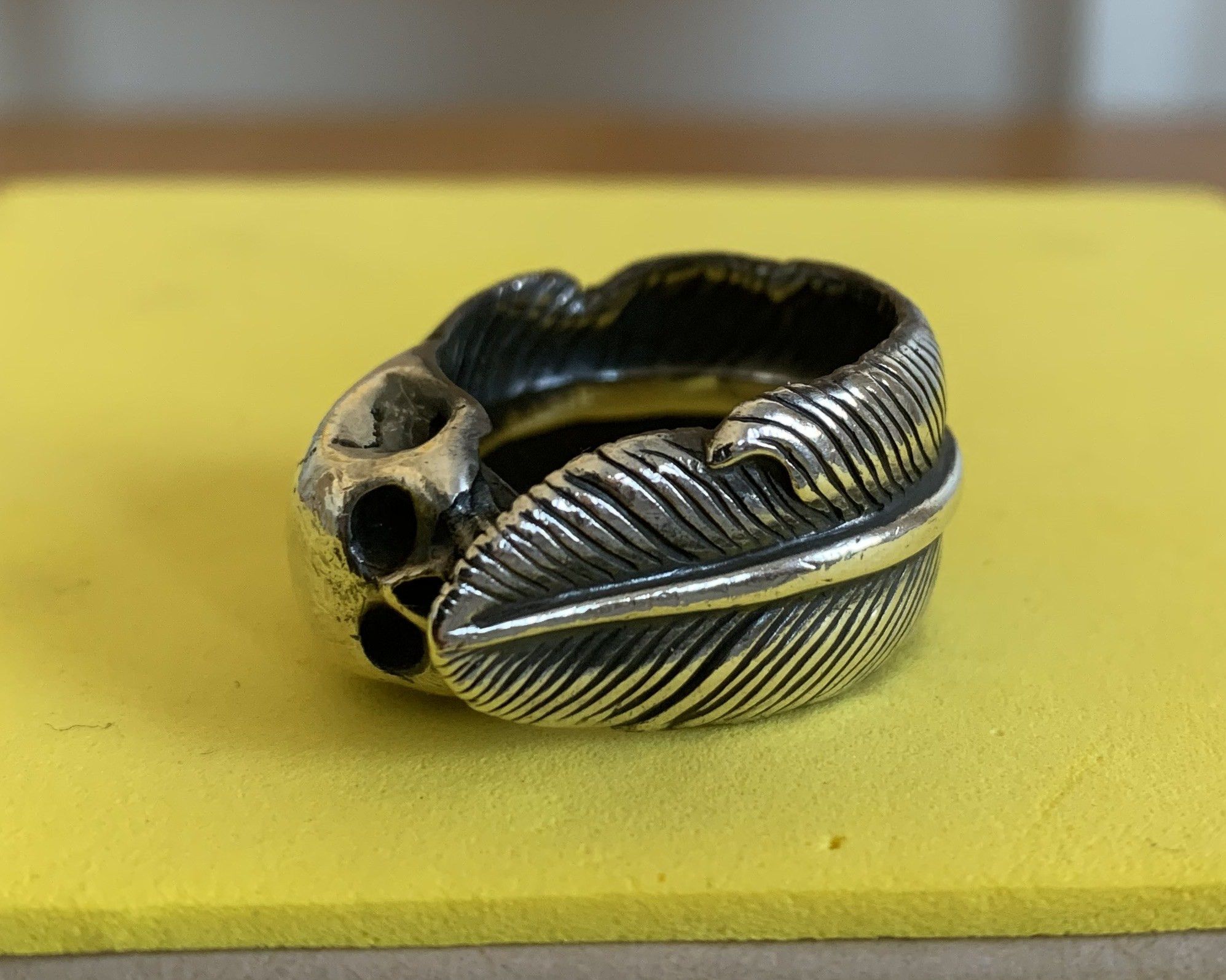 Number (N)ine SS04 Number (N)ine Silver Skull and Feather Ring Size ONE SIZE - 2 Thumbnail