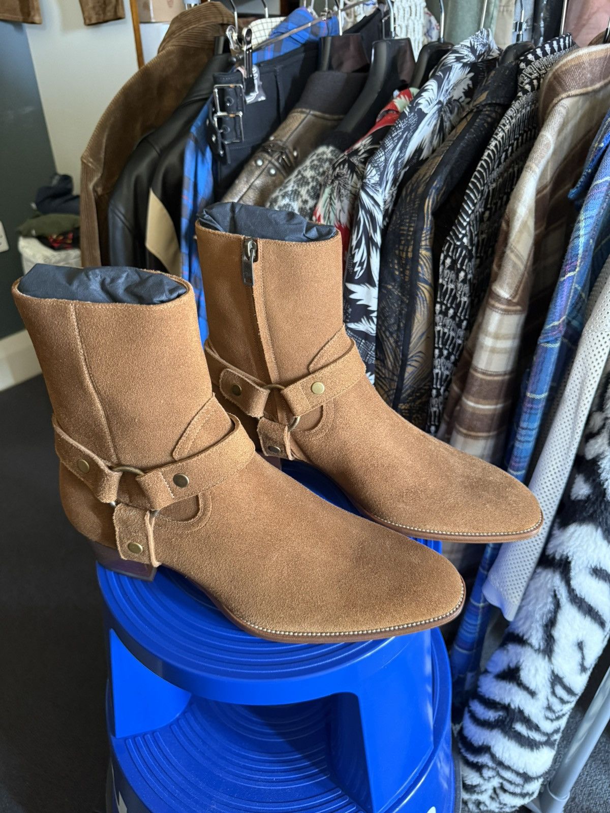 Saint Laurent Paris $1.45k Saint Laurent Wyatt Harness boots 41.5 tan beige Size US 8.5 / EU 41-42 - 3 Thumbnail