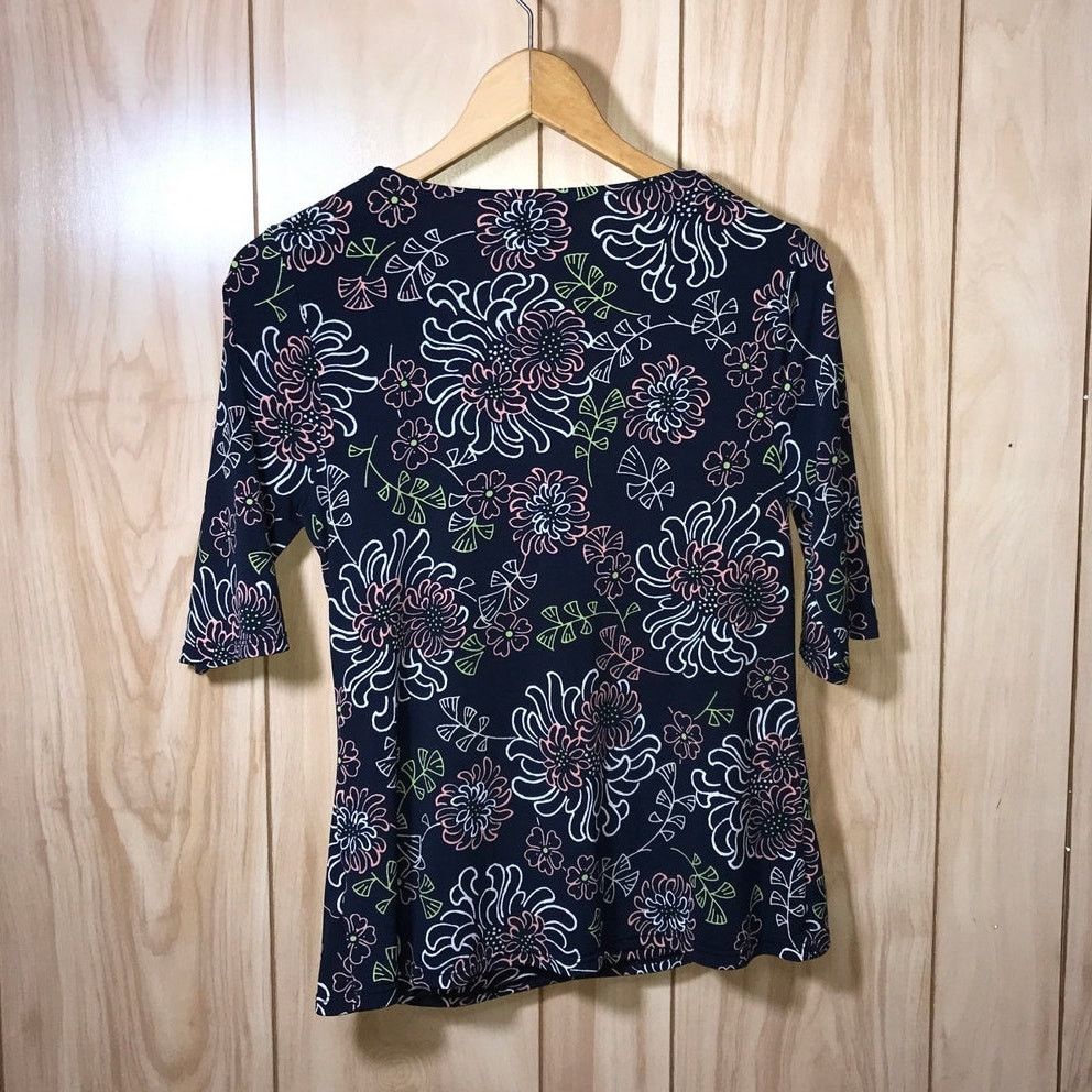 George George Floral V-Neck Short Sleeve Blouse S (4/6) Size S / US 4 / IT 40 - 2 Thumbnail