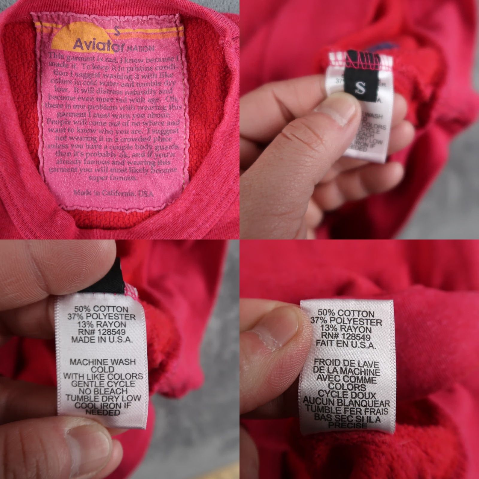 Aviator Nation AVIATOR NATION Sweatshirt Pullover Women S Pink USA Made Cotton Blend Raglan Logo Crew Neck Small Activewear Vol. USA Womens Size S / US 4 / IT 40 - 9 Thumbnail
