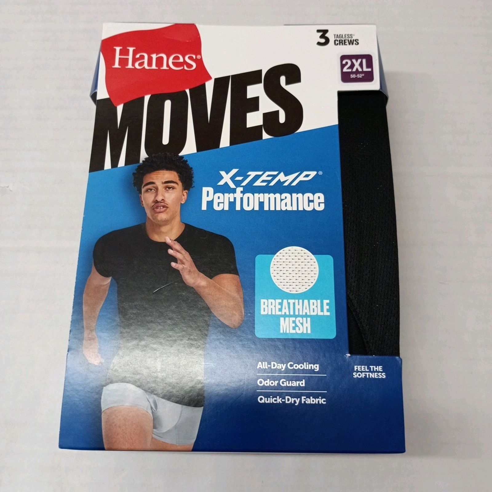 Hanes Hanes Moves 3 Pack Men's 2XL X-Temp Performance Tees Mesh Size US XXL / EU 58 / 5 - 1 Thumbnail
