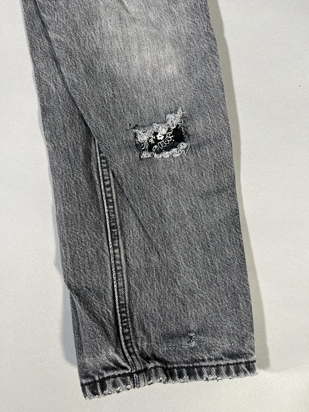 Everlane Custom Upcycled 1 of 1 Y2K Dark Grey Distressed Denim Size US 30 / EU 46 - 2 Thumbnail