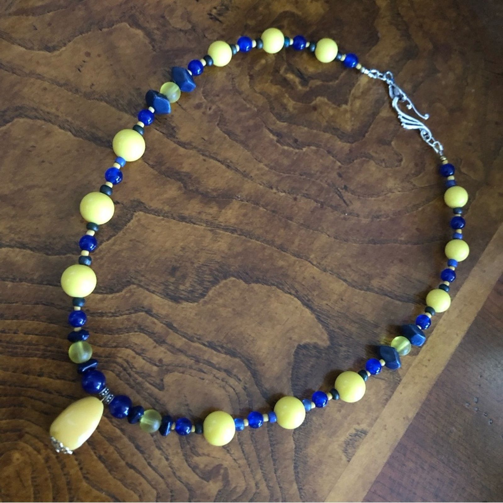 Handmade Handcrafted recycled vintage lemon lazurite stone necklac Size ONE SIZE - 7 Thumbnail