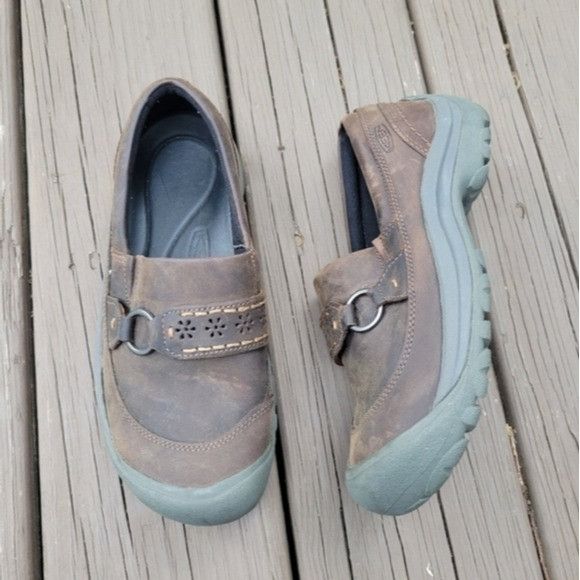 KEEN Keen Kaci III Dark Earth/Canteen Oiled Leather Floral Slip-o Size US 7 / IT 37 - 8 Thumbnail