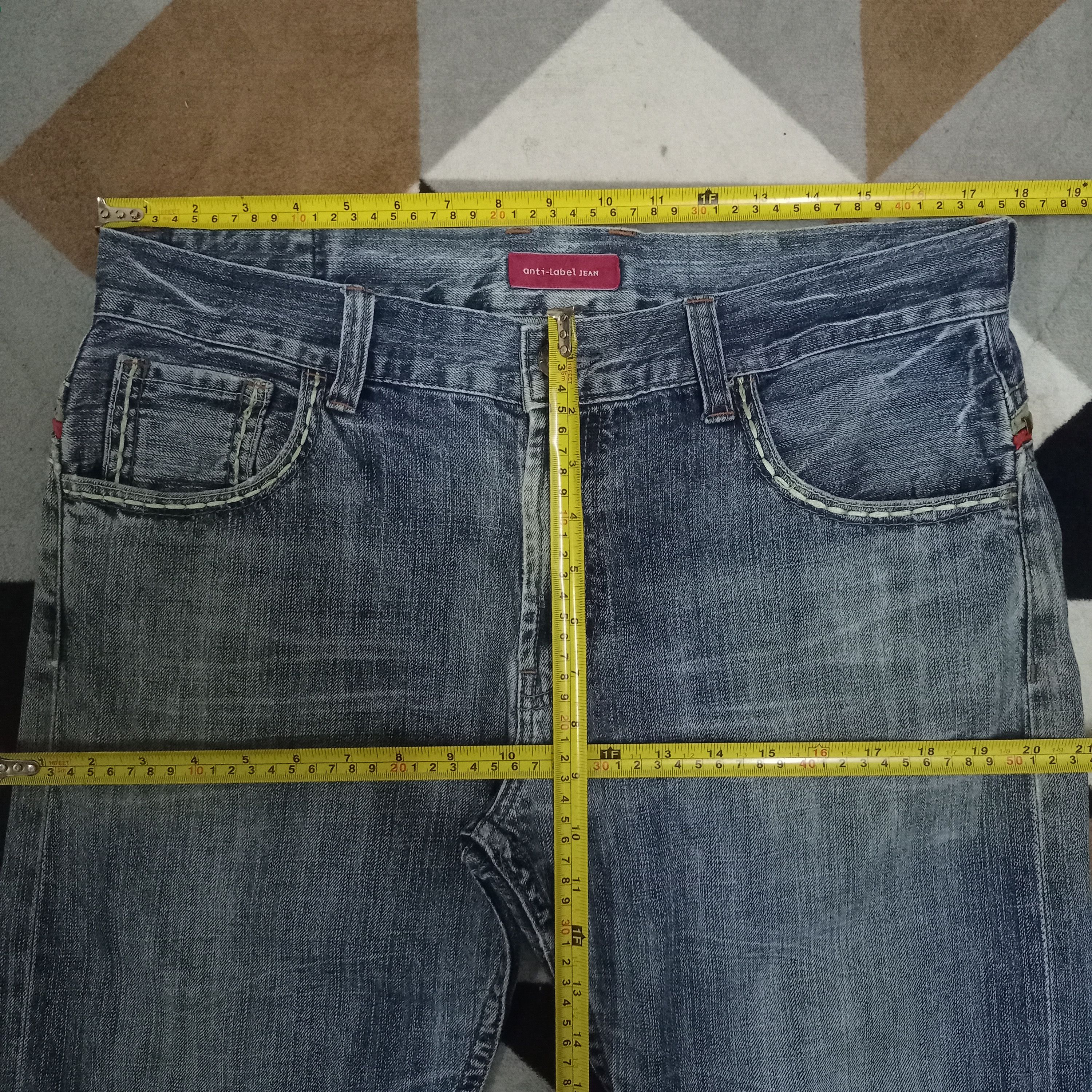 Japanese Brand Vintage Anti Label Blue Wash Distressed Baggy Jeans 35x29 Size US 35 - 7 Thumbnail