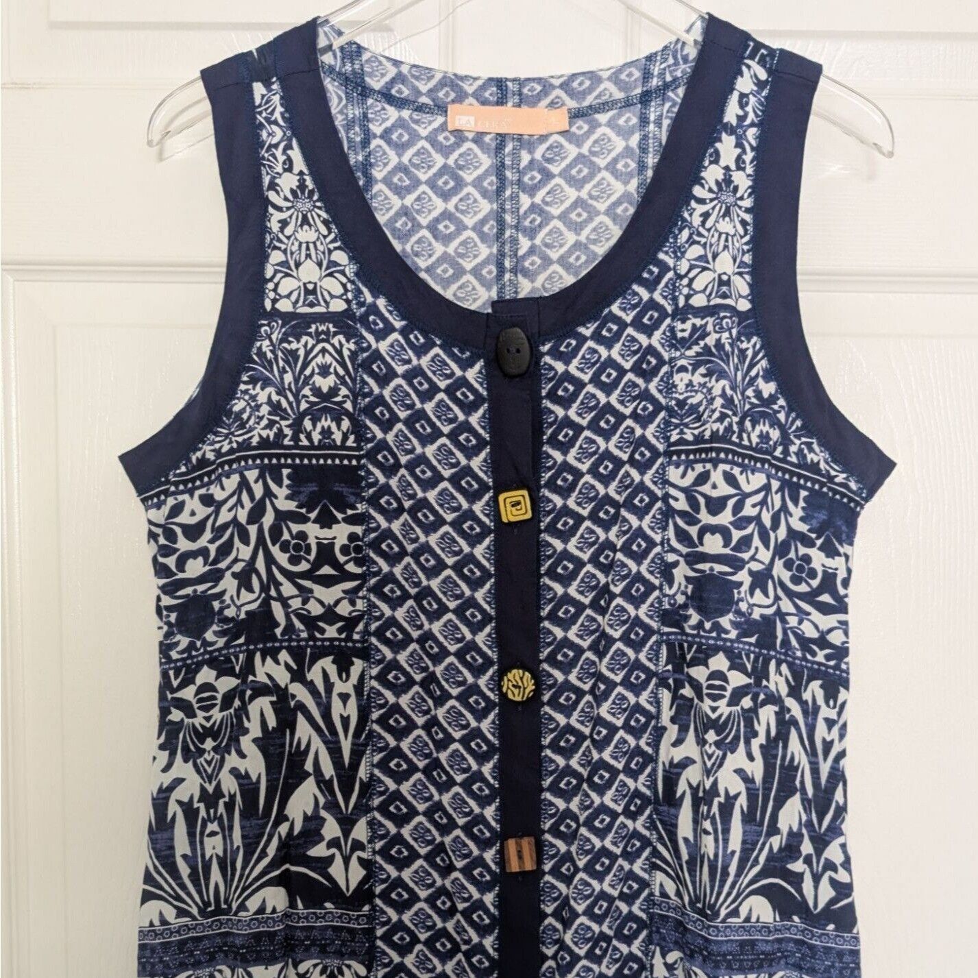 Designer La Cera Floral Patchwork Midi Dress Womens Size Large Blue Size L / US 10 / IT 46 - 2 Thumbnail