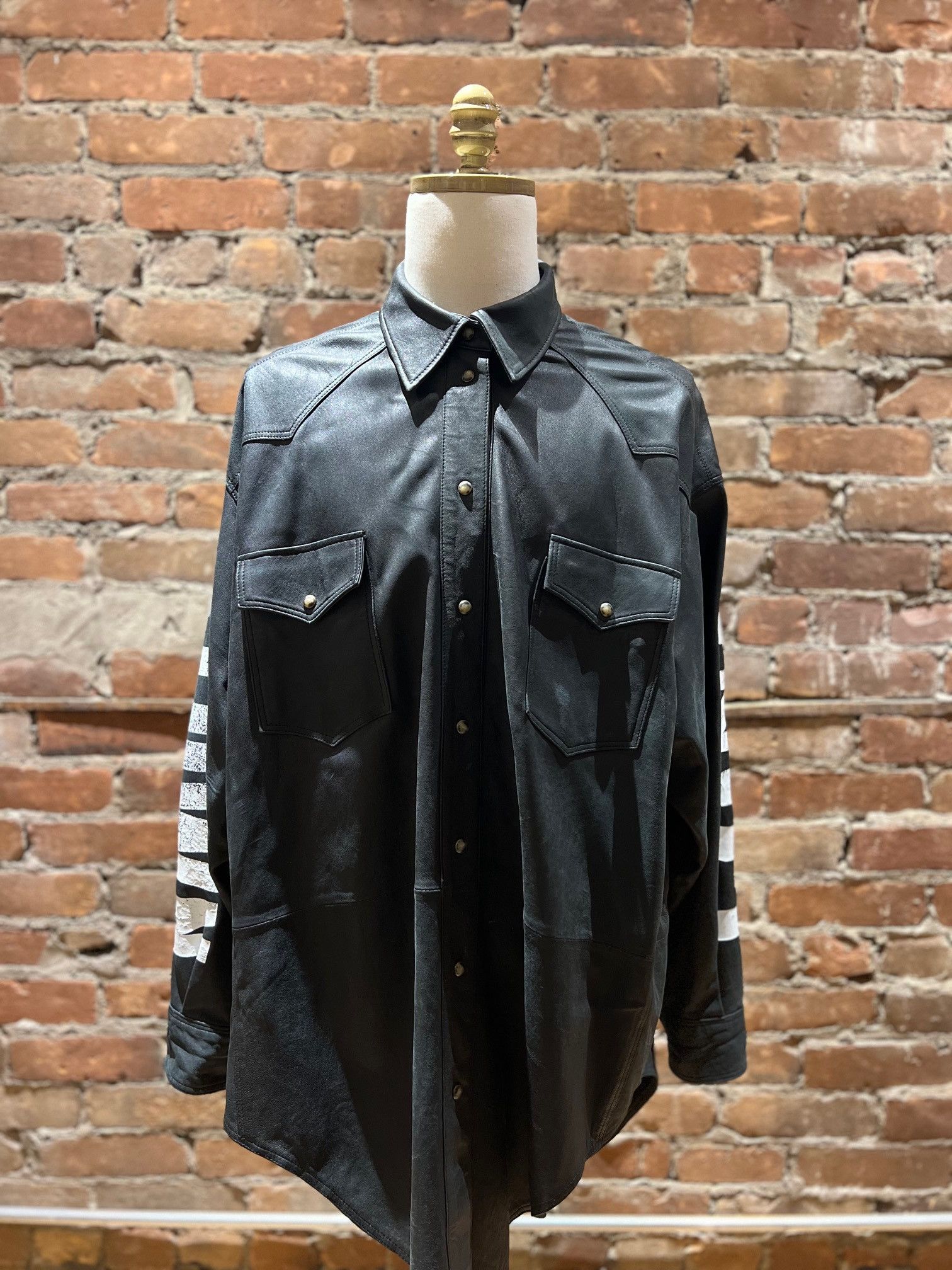 Faith Connexion Faith Connexion Leather Overshirt – “London Is My Hometown” Size US S / EU 44-46 / 1 - 1 Thumbnail