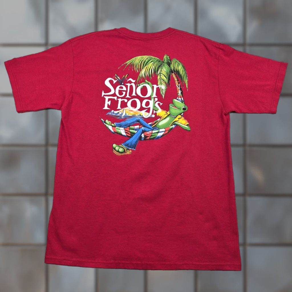 Vintage Señor Frog's Shirt Mens Large Red Vallarta Mexico Beach Graphic Tee Hammock Shirt T-Shirt Casual Crew Neck Logo Size US L / EU 52-54 / 3 - 1 Thumbnail