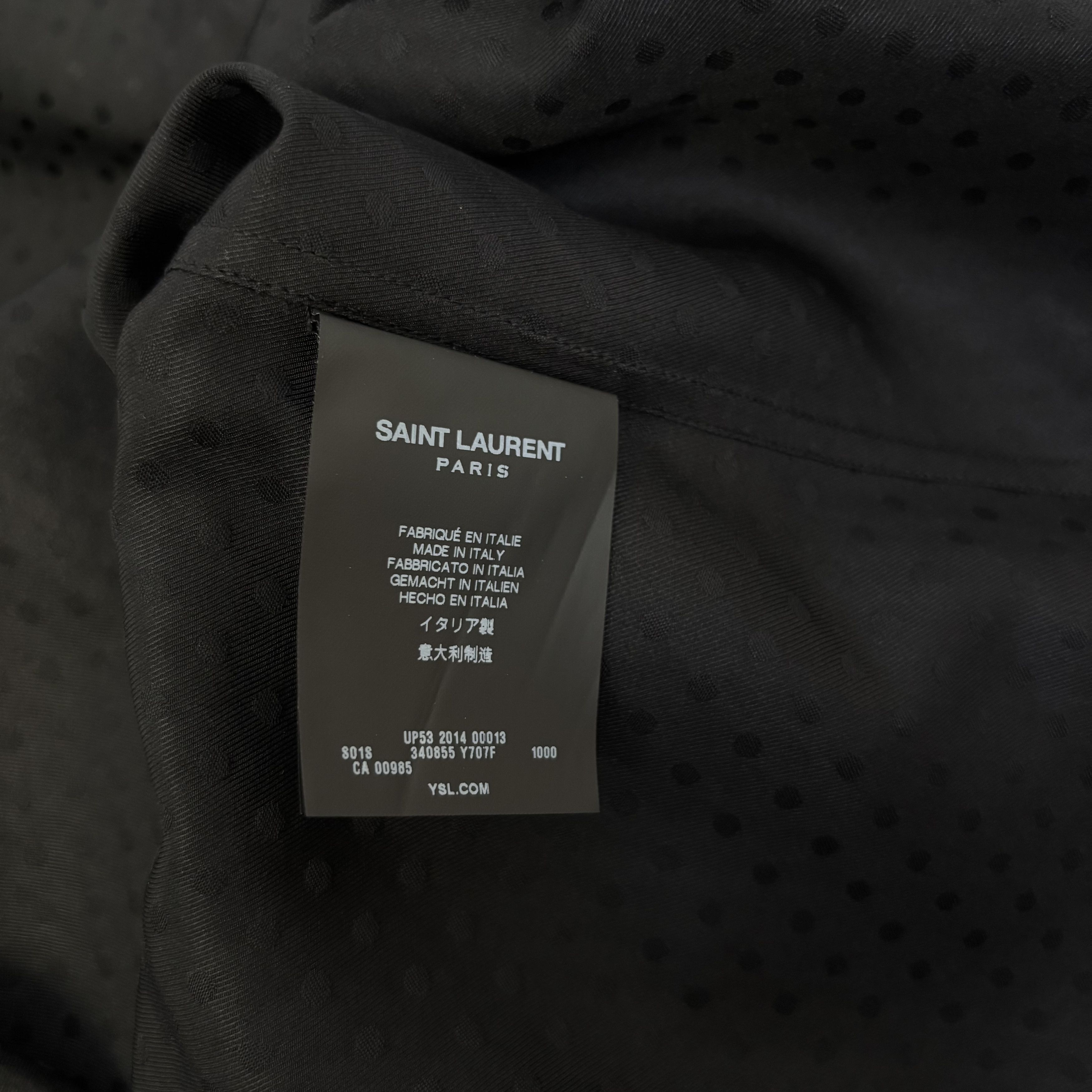 Saint Laurent Paris Saint Laurent Black Silk Dot Shirt Size US XL / EU 56 / 4 - 5 Thumbnail
