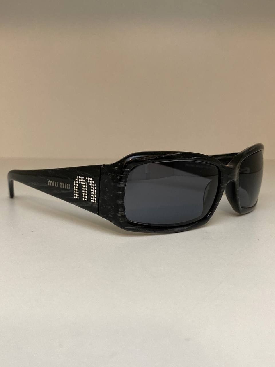Miu Miu Miu Miu Big Logo Rhinestones Square Retro Sunglasses Y2K 