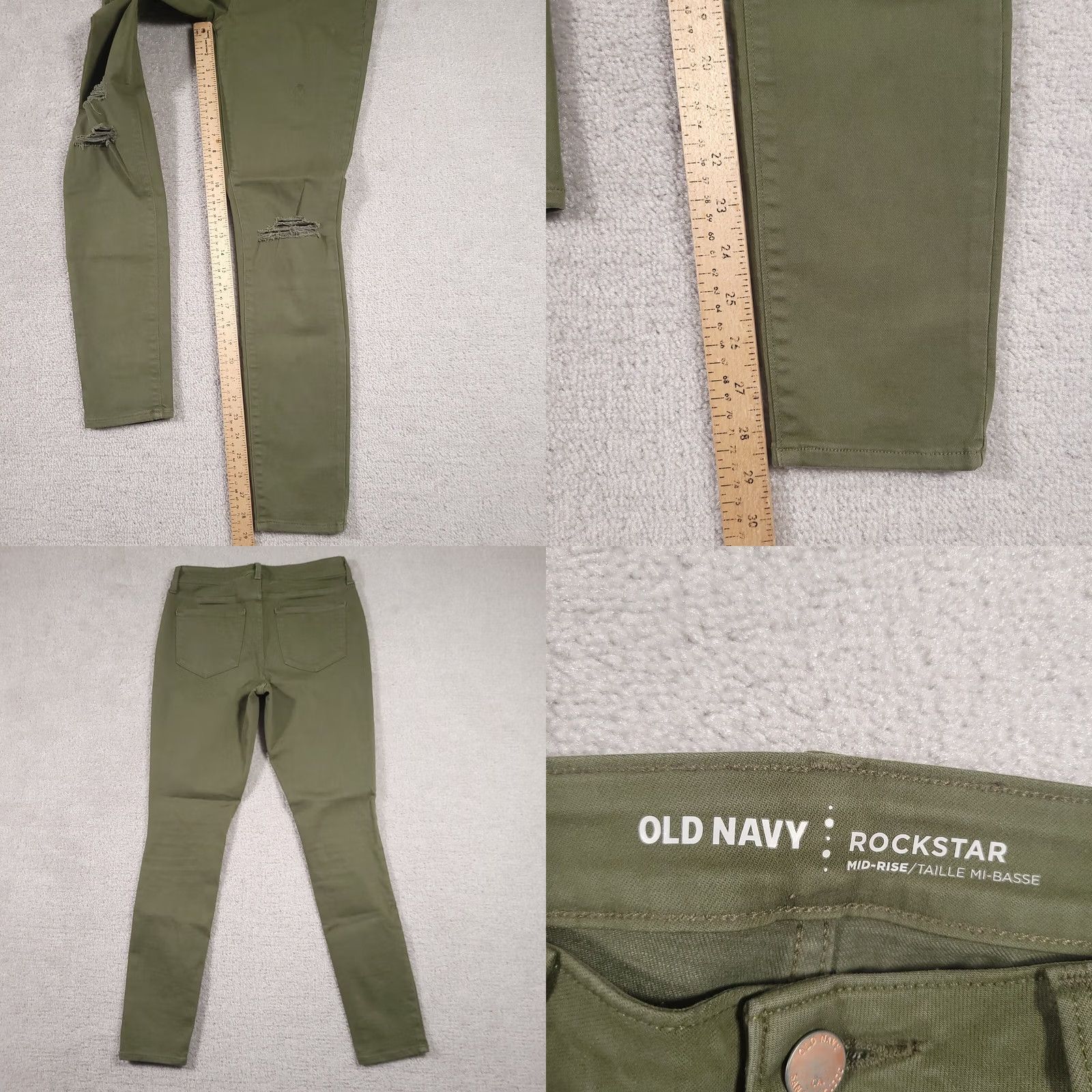 Old Navy Old Navy Rockstar Distressed Skinny Jeans Women 6 Green Mid-Rise Stretch Jeans Women Mens Boys Girls Size 28" / US 6 / IT 42 - 8 Thumbnail