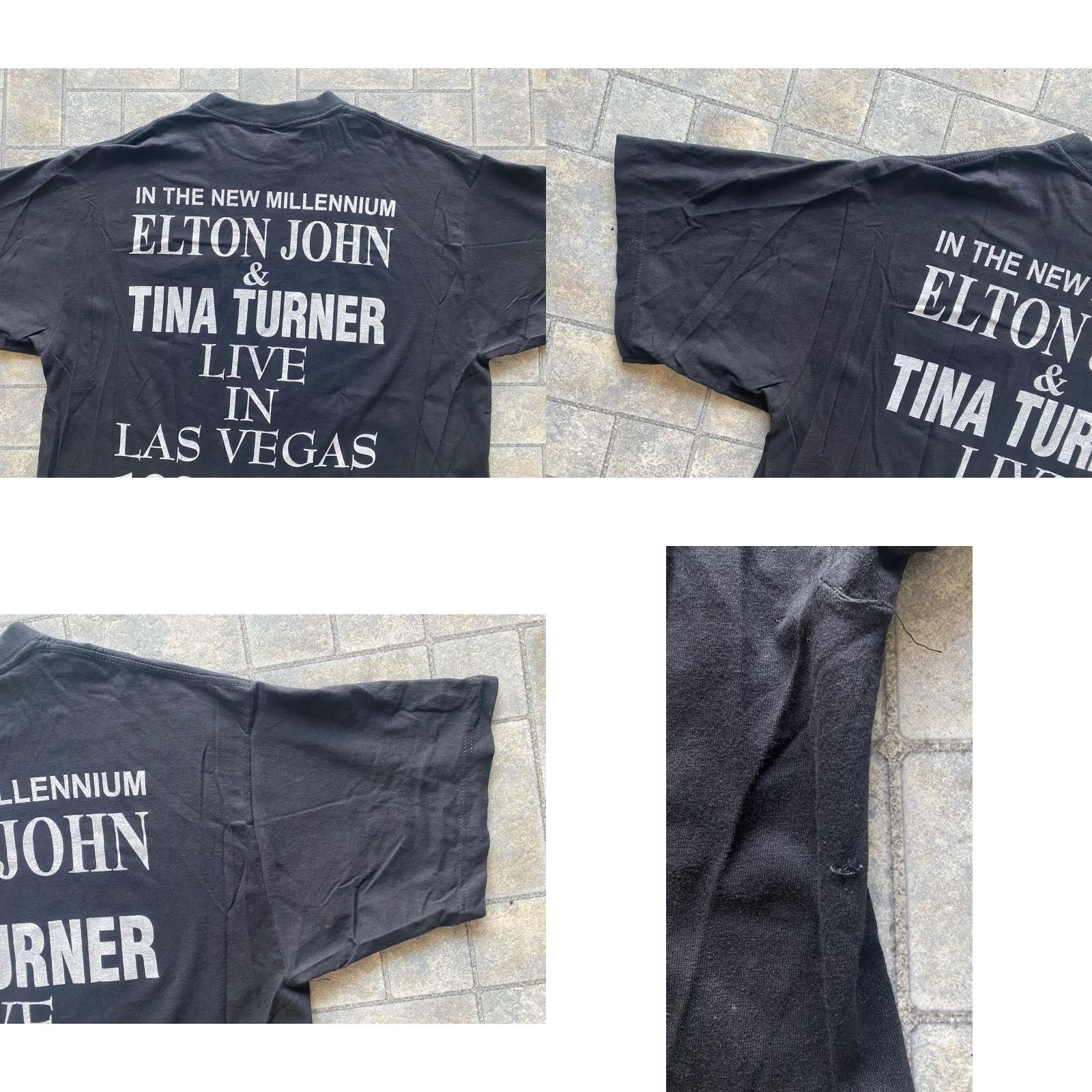 Olive VINTAGE Samrat T-Shirt Live In Vegas 1999-2000 Tina Turner Elton John Men’s XL Black Short Sleeve Shirt Mus ic 90s Mens Size US XL / EU 56 / 4 - 9 Thumbnail