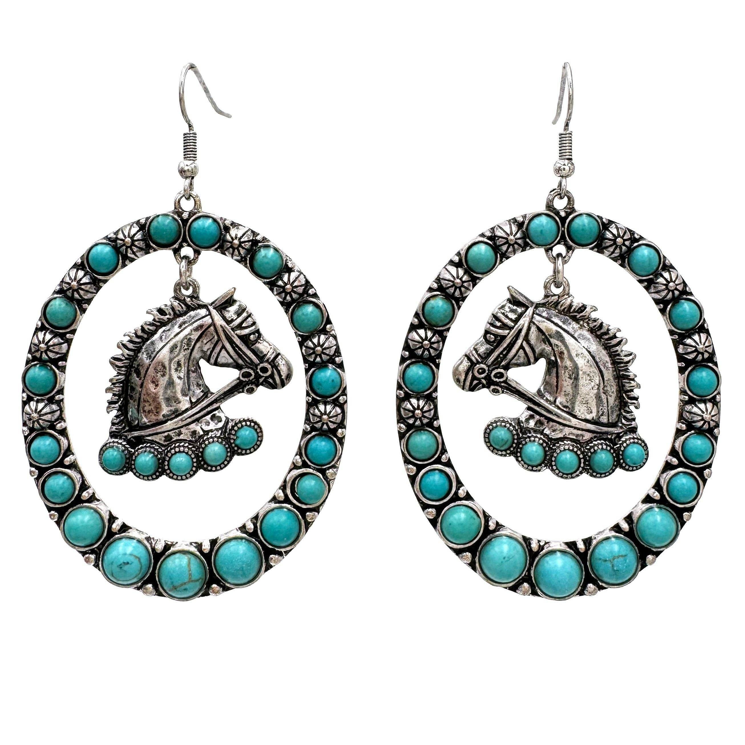 Other Boho Vibrant Turquoise Horse Estuarian Charm Statement Earr Size ONE SIZE - 7 Thumbnail
