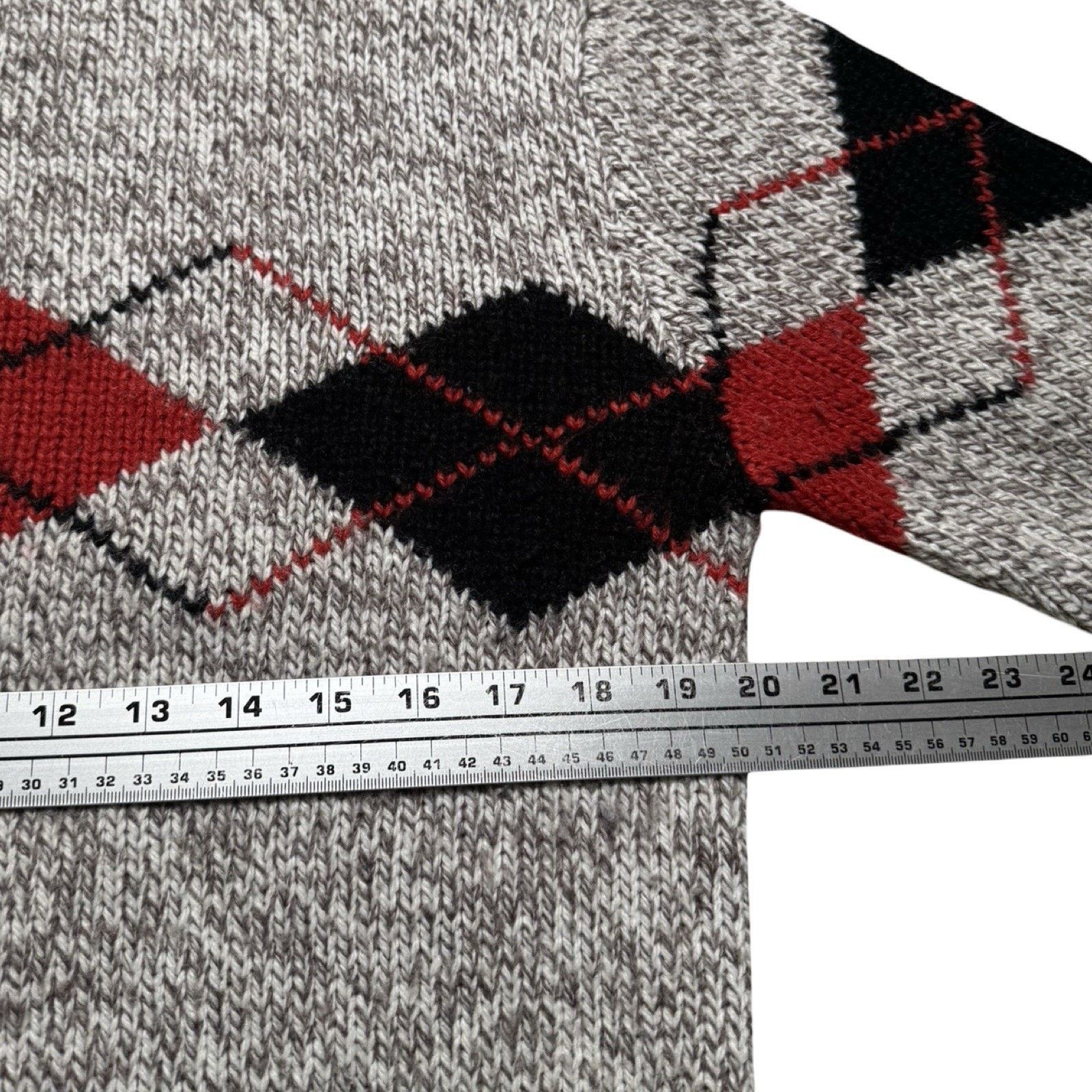 Vintage Vintage Claude Rene Argyle Sweater Knit Red Grey Women's M Size M / US 6-8 / IT 42-44 - 5 Thumbnail
