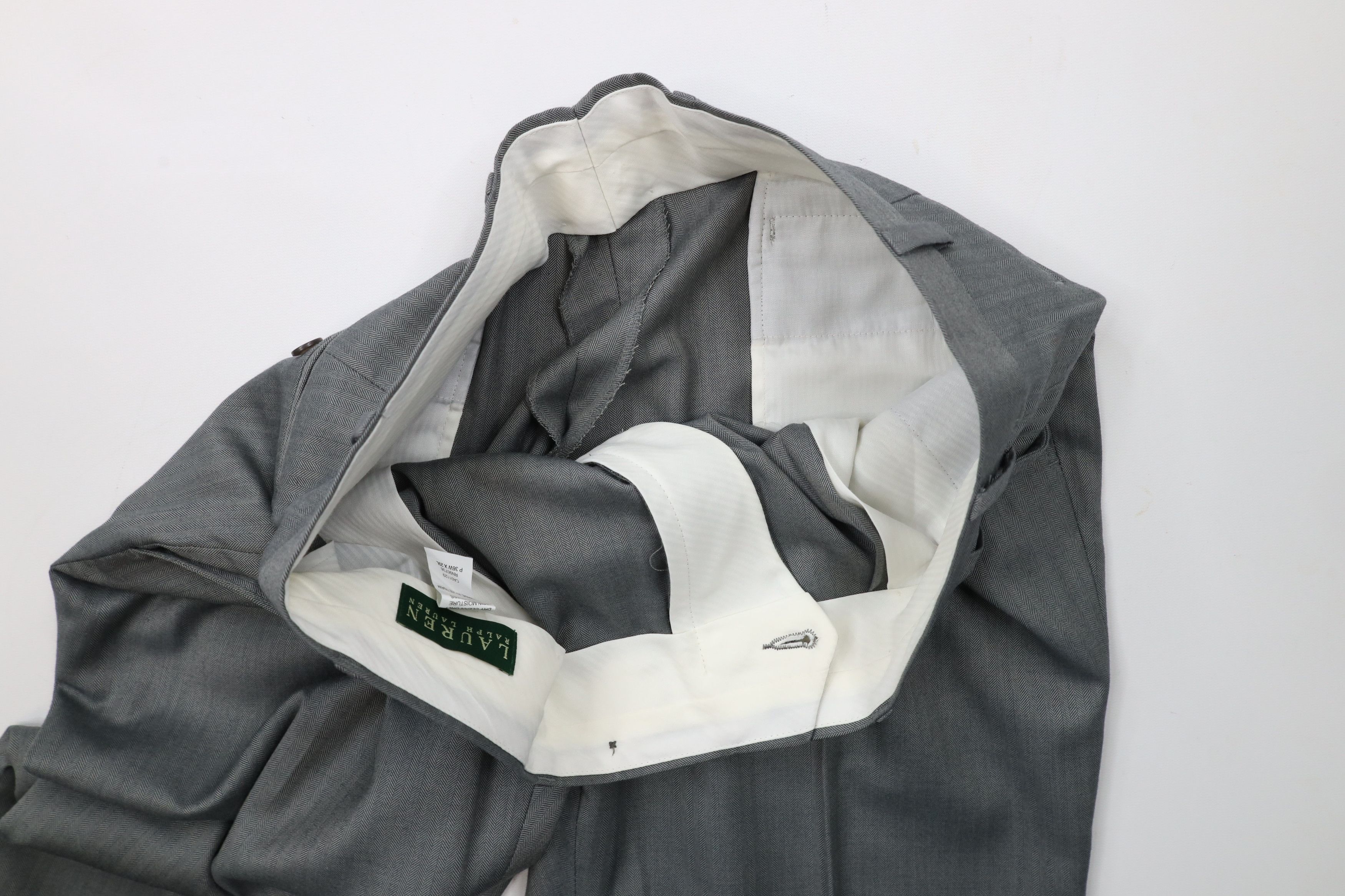 Ralph Lauren × Vintage Vintage Ralph Lauren Cuffed Herringbone Wide Leg Chino Pants Size US 36 / EU 52 - 6 Thumbnail