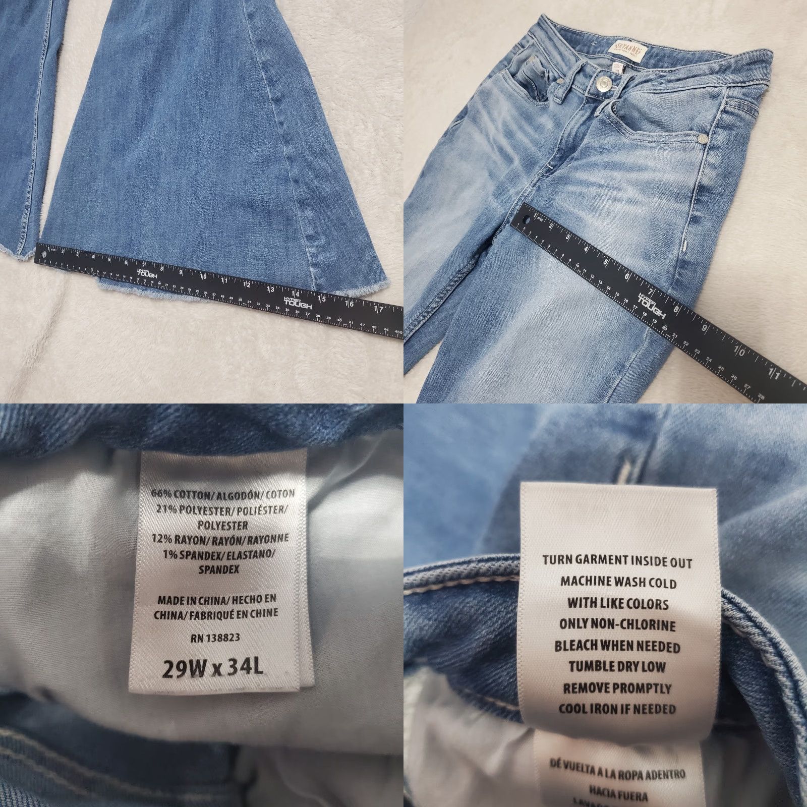 Vintage VINTAGE Shyanne Jeans Bell Bottom Women 27x31 Flare Distressed Mid Rise Raw Hem Boho Festival Size 29" - 8 Thumbnail