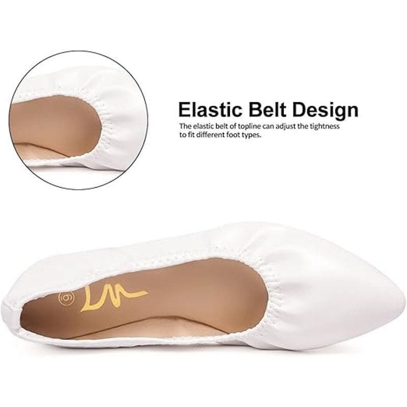 Other LM Women's Size 7 White Faux Leather Pointy Toe Flats Size US 7 / IT 37 - 3 Thumbnail