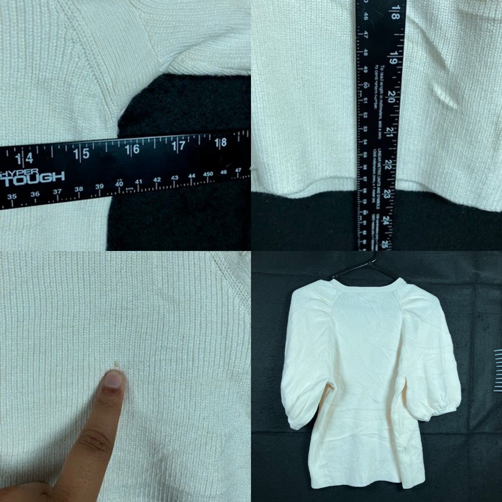 Ann Taylor Ann Taylor LOFT Womens Sweater Cream Short Sleeve Balloon Button Accents Knit Pullover S Regular Crew Neck? Size S / US 4 / IT 40 - 8 Thumbnail