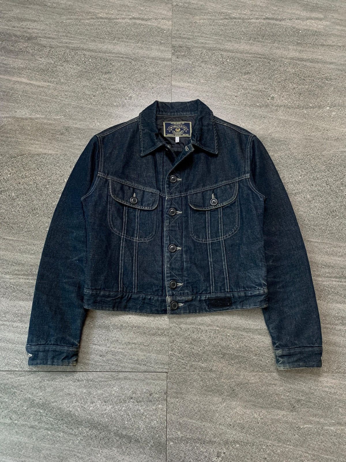 Armani FREE TAX! Denim Padded Trucker Jacket Size US S / EU 44-46 / 1 - 2 Thumbnail