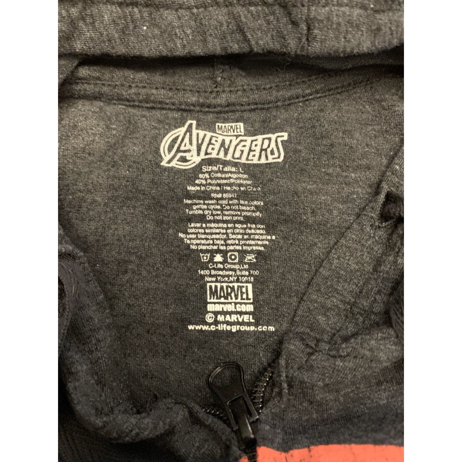 Vintage Marvel Captain America Hoodie Full Zip Sz Large Avengers Black pockets flag MK Size US L / EU 52-54 / 3 - 4 Thumbnail