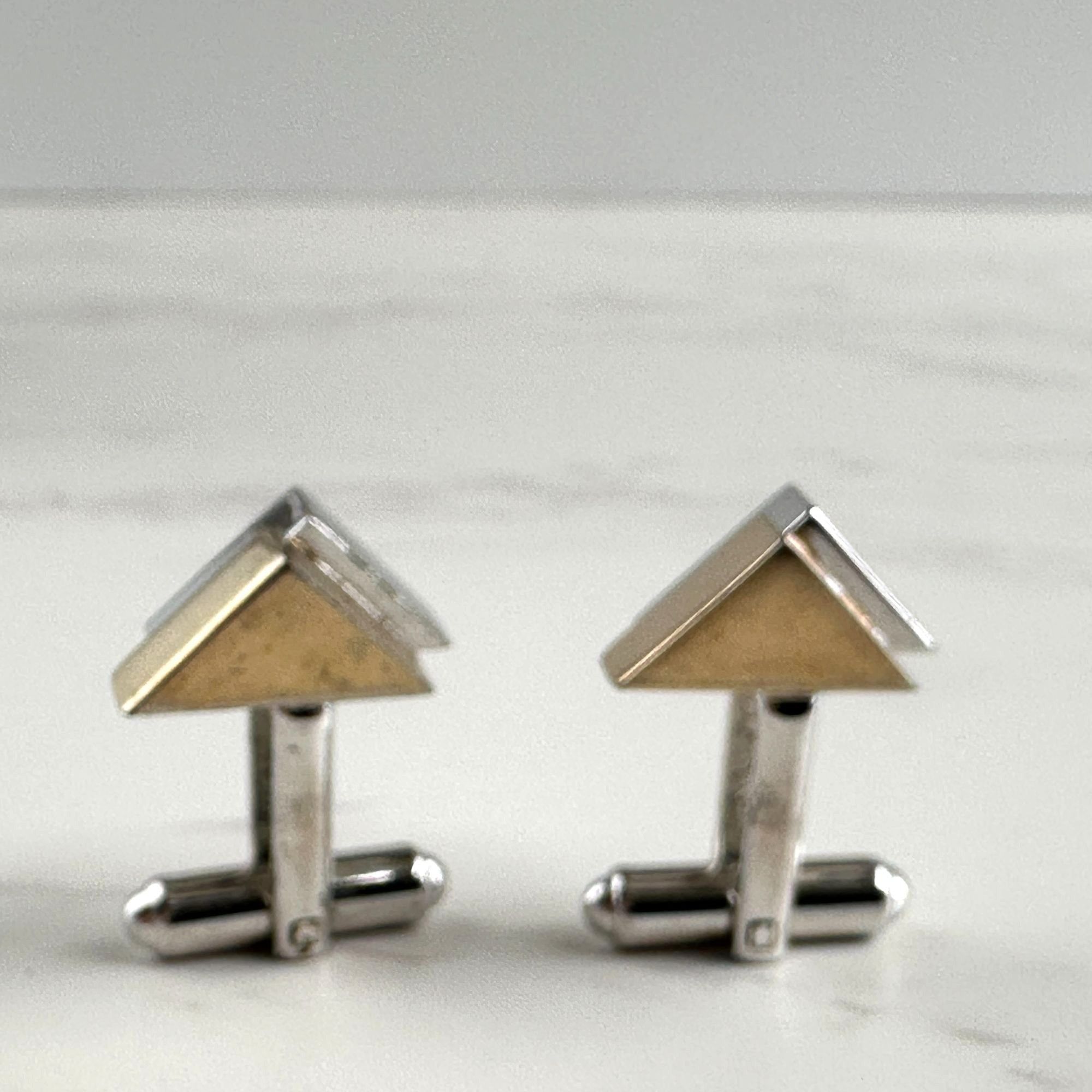 Vintage 1950s Hickok Cuff Links, Gold & Silver Triangular Cuff Links Size ONE SIZE - 2 Thumbnail