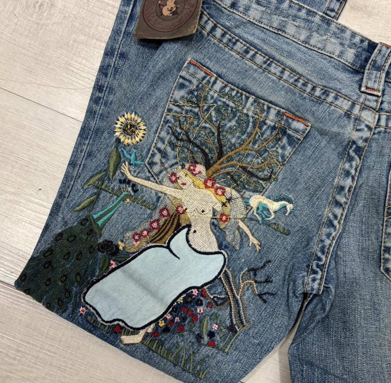Rare Y2K True Religion Lady Godiva Embroidered Low-Rise Flare