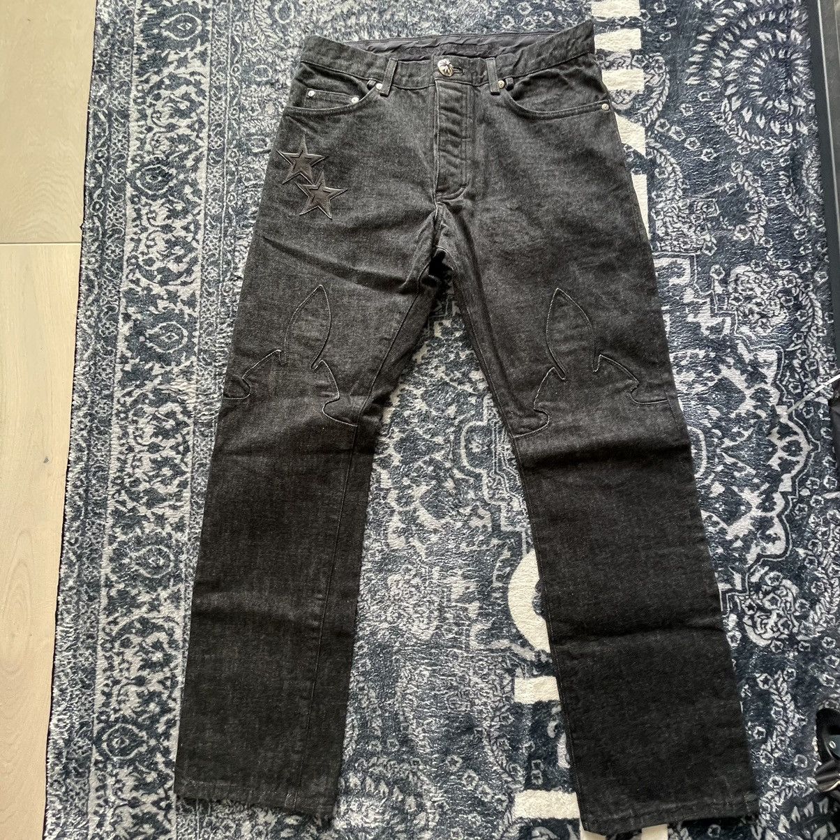 【Chrome Hearts】Flare Knees Damage Denim Damage Hearts】Flare Denim 【Chrome Knees