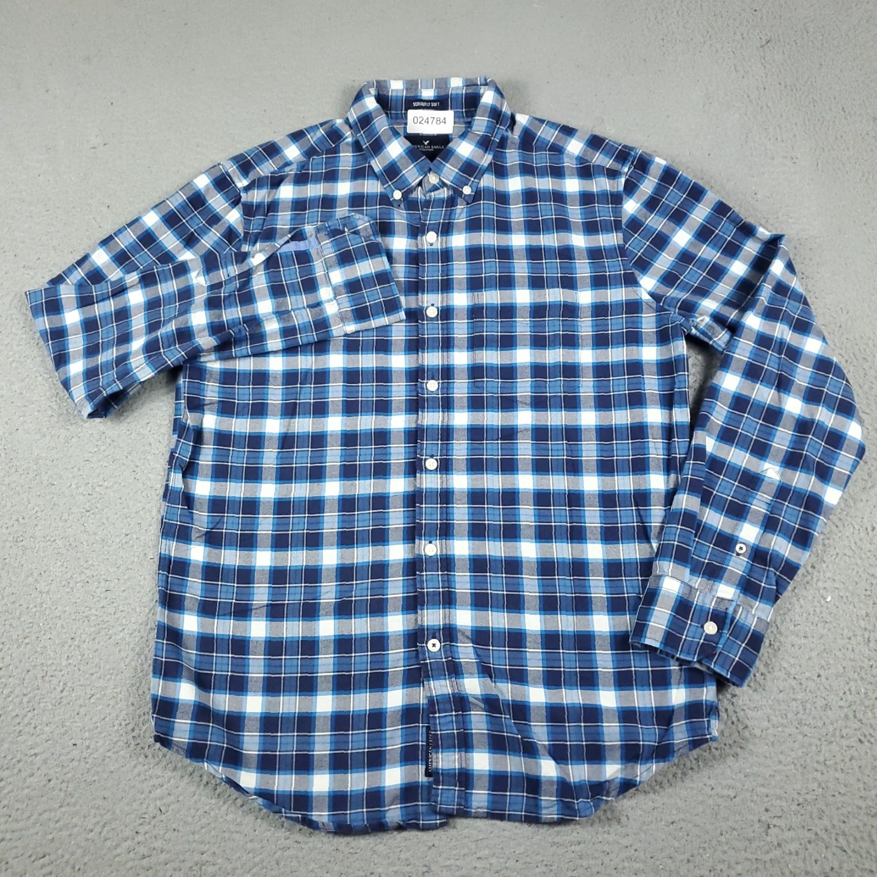 American Eagle Outfitters American Eagle Button-Up Shirt Mens Medium Blue Plaid Long Sleeve Casual Workwear Size US M / EU 48-50 / 2 - 2 Thumbnail