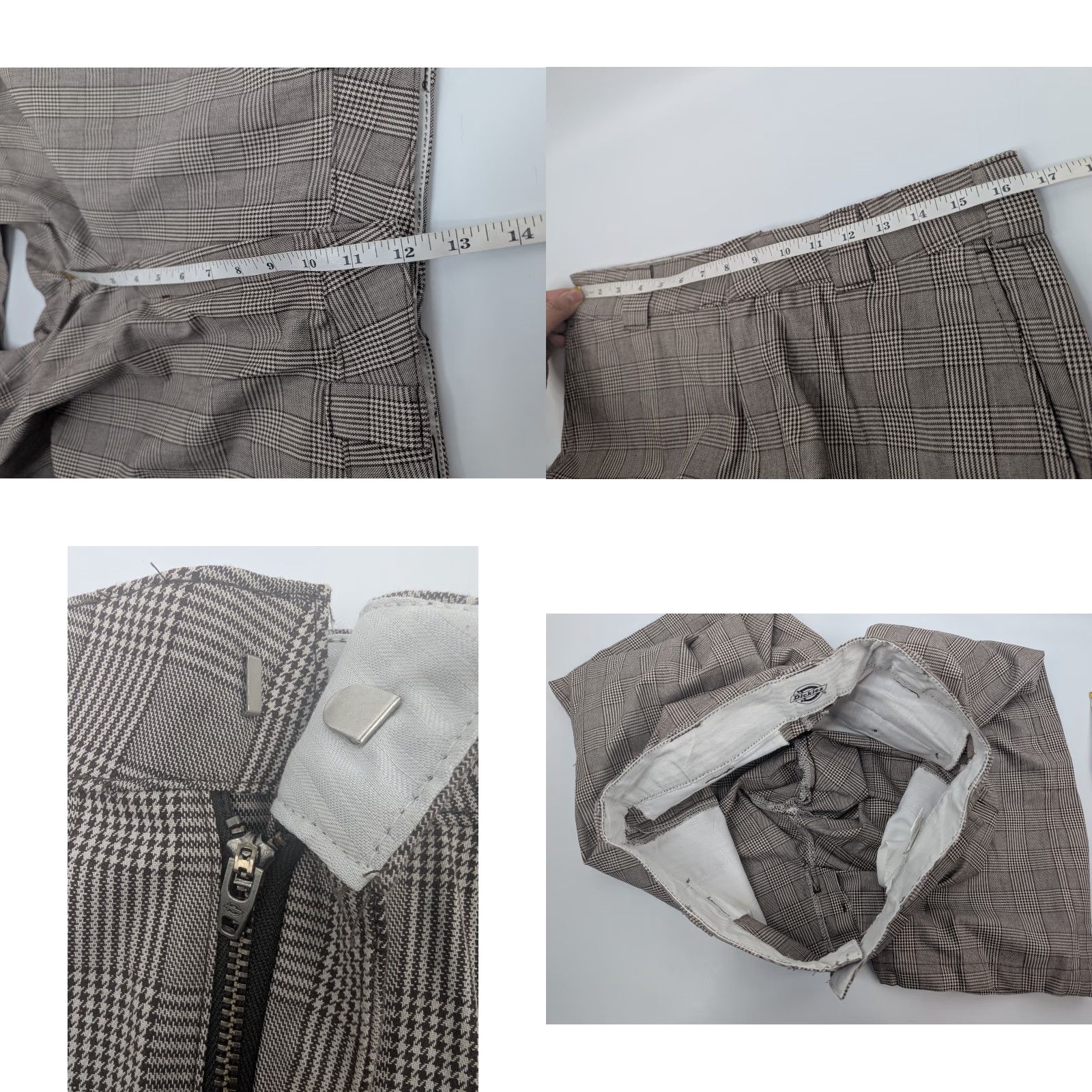 Dickies Dickies Womens Wide Leg Pants Size 8R Houndstooth Casual Slacks Full Length Color Brown Size 30" / US 8 / IT 44 - 8 Thumbnail