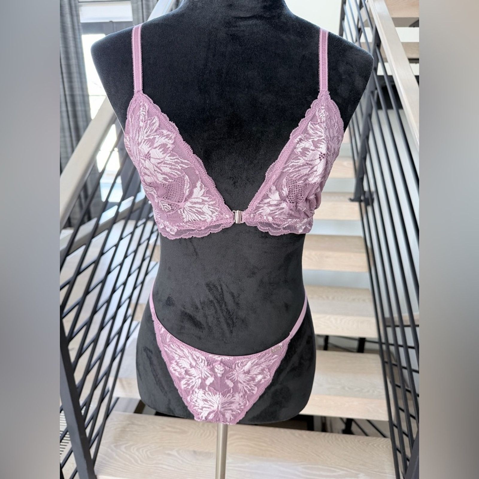 Other Lace Dusty Mauve Bralette & Thong Set. Size S Size ONE SIZE - 1 Thumbnail