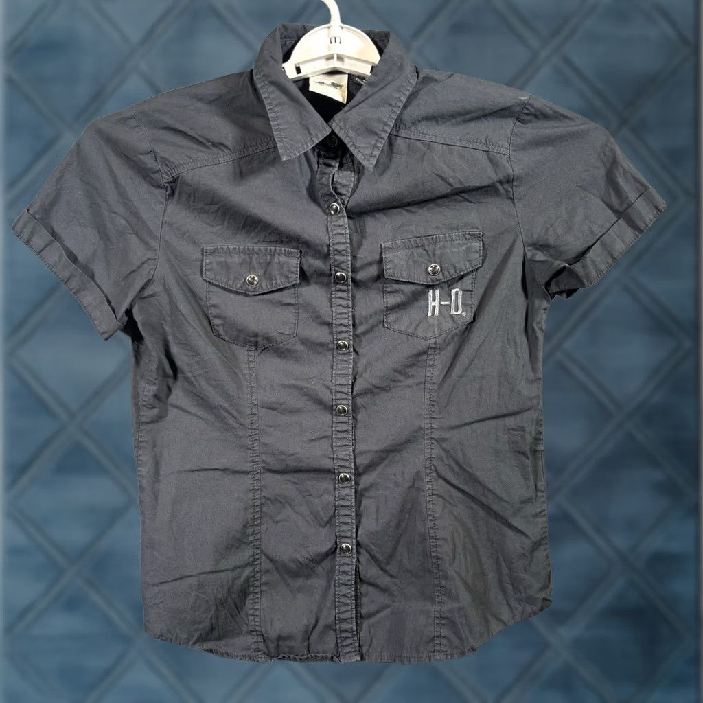 Harley Davidson Harley-Davidson Women's Black Biker Button-Up Shirt Size S Long Sleeve Size S / US 4 / IT 40 - 1 Thumbnail