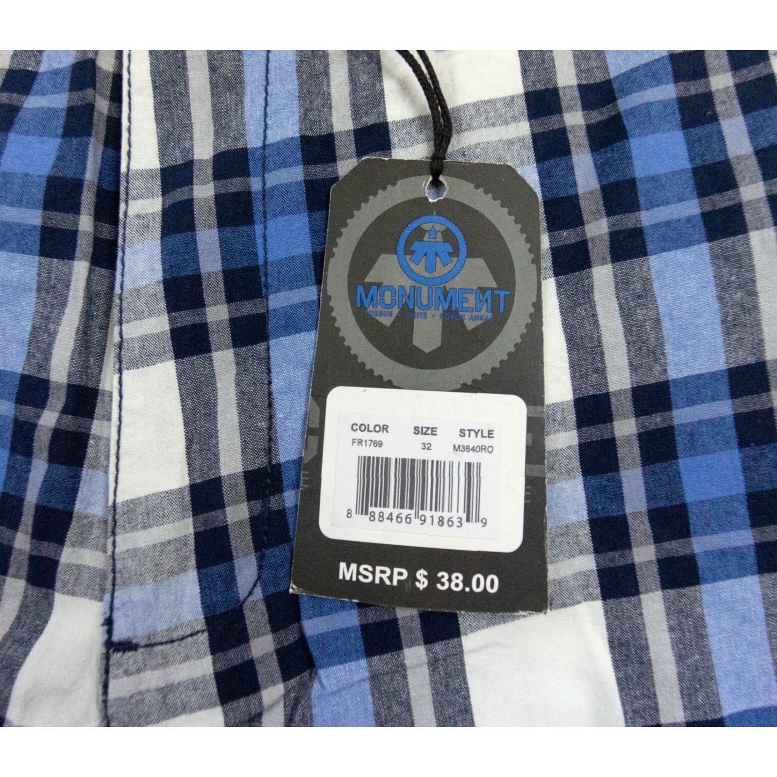 Vintage VINTAGE Monument Men’s Chino Shorts Casual Blue Plaid 32 Inch Inseam Flat Front Size US 32 / EU 48 - 3 Thumbnail
